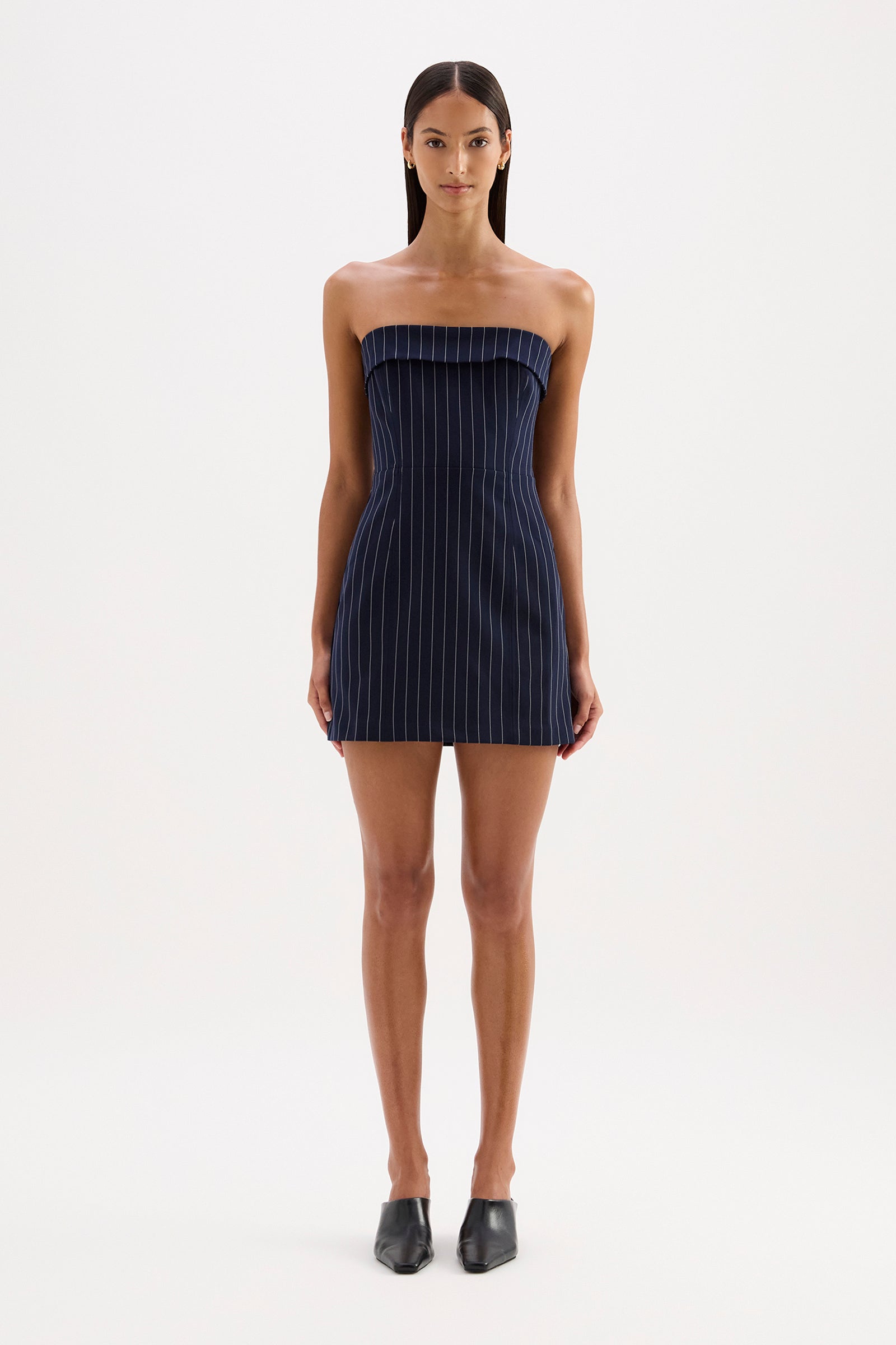 Maree Pinstripe Mini Dress Midnight Stripe 
