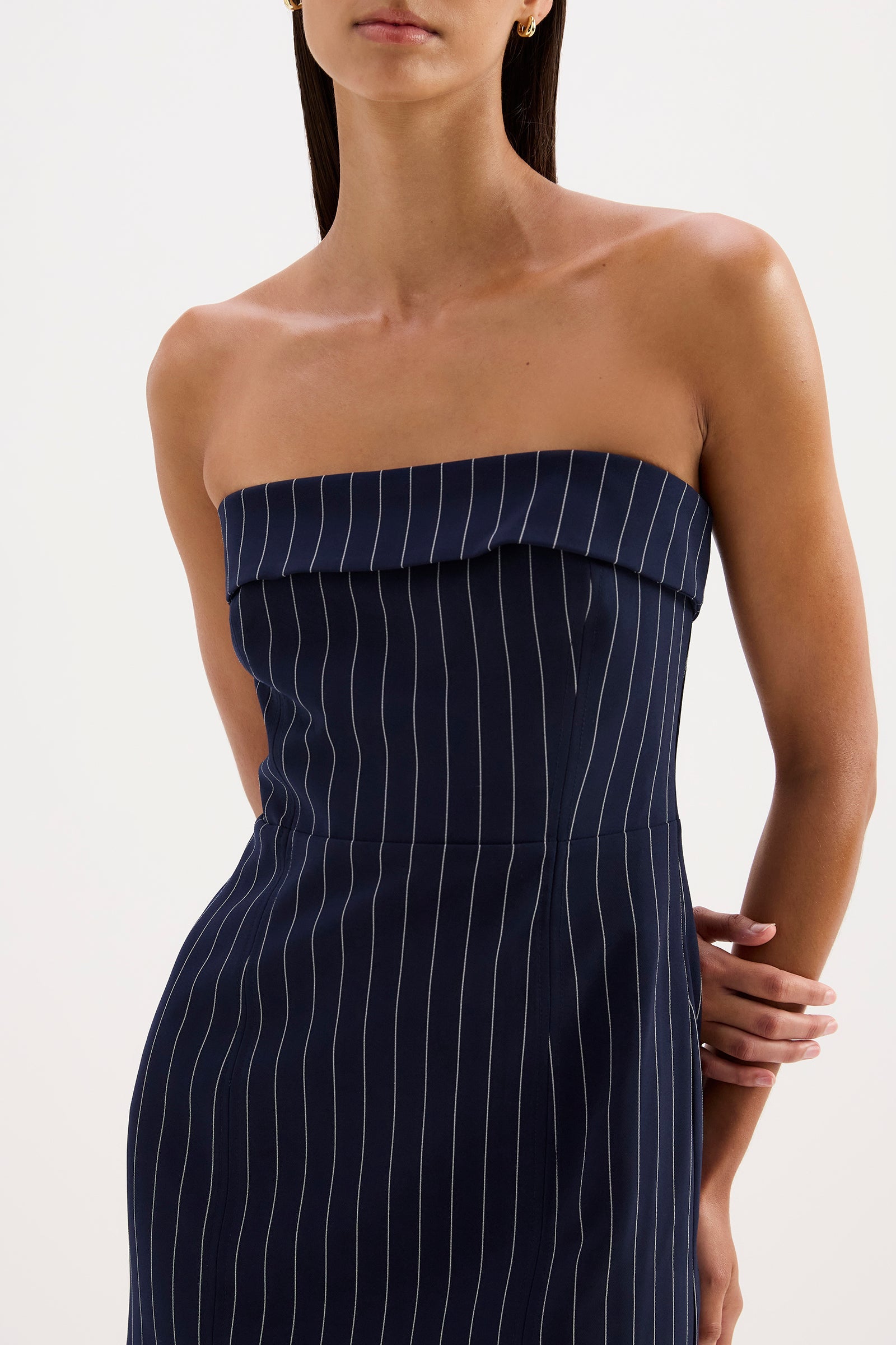 Maree Pinstripe Mini Dress Midnight Stripe 