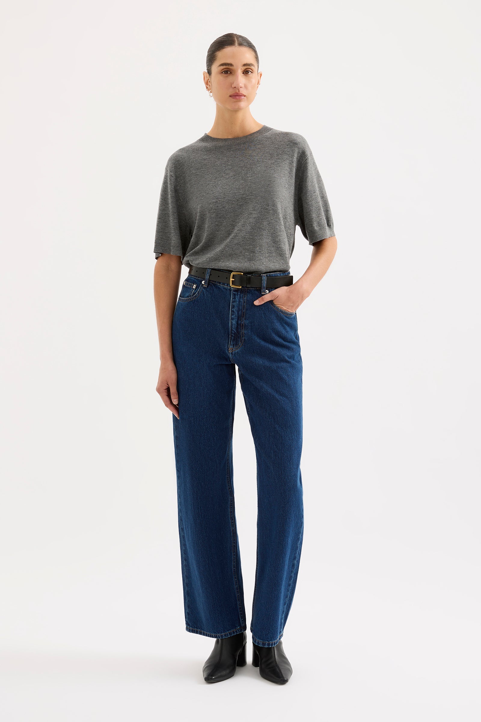 Rae Knit Tee Charcoal 