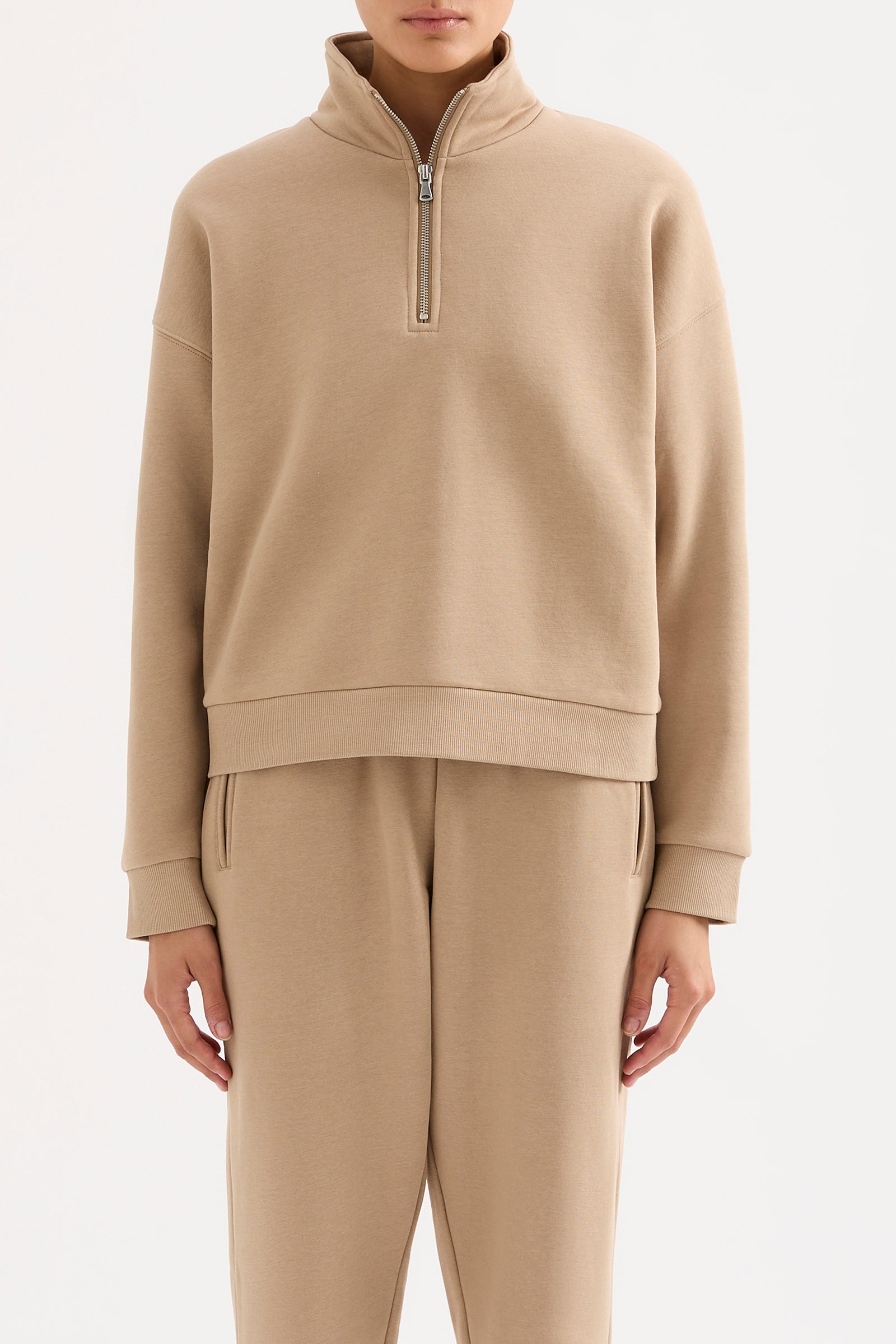 Carter Classic Zip Front Sweat Mocha 