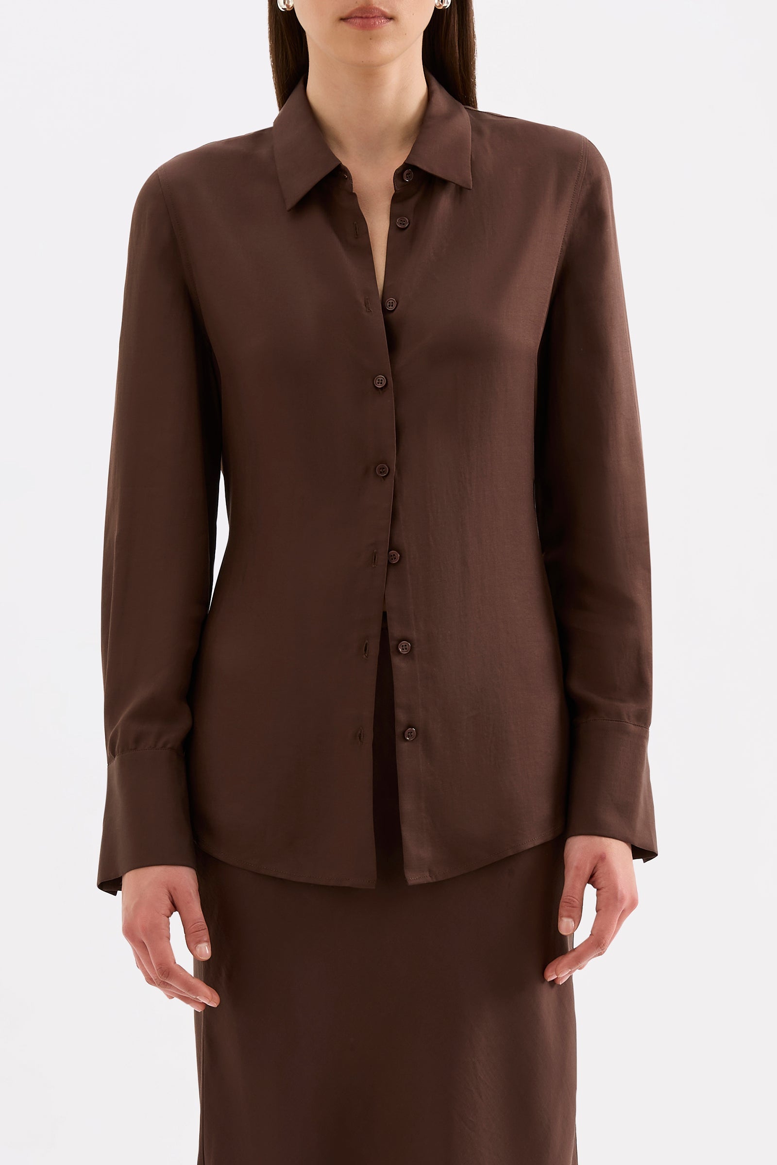 Tilly Tencel Shirt Chocolate 