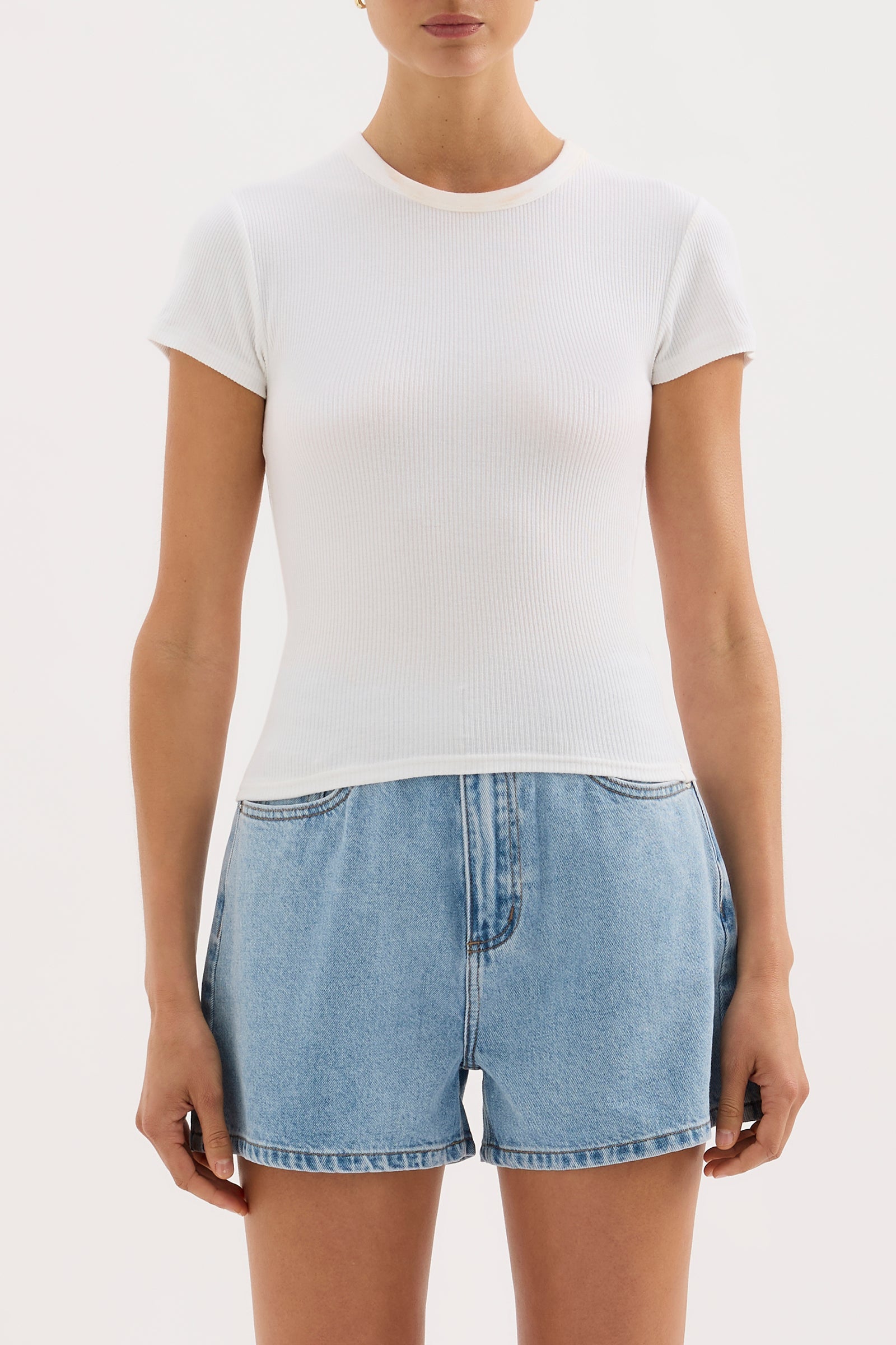 Organic Rib Ss Tee White 