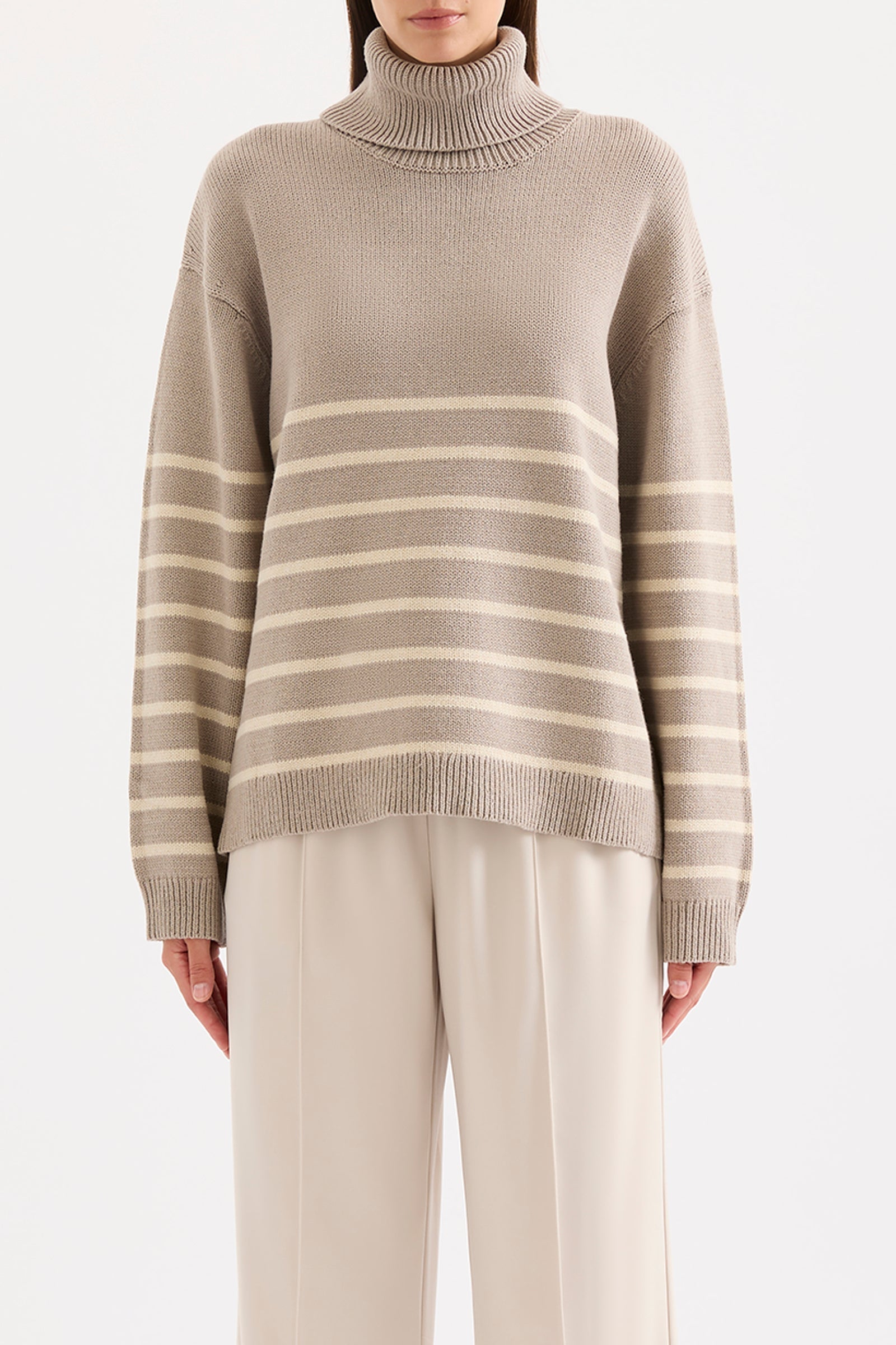 Venus Turtleneck Knit Mink Stripe 