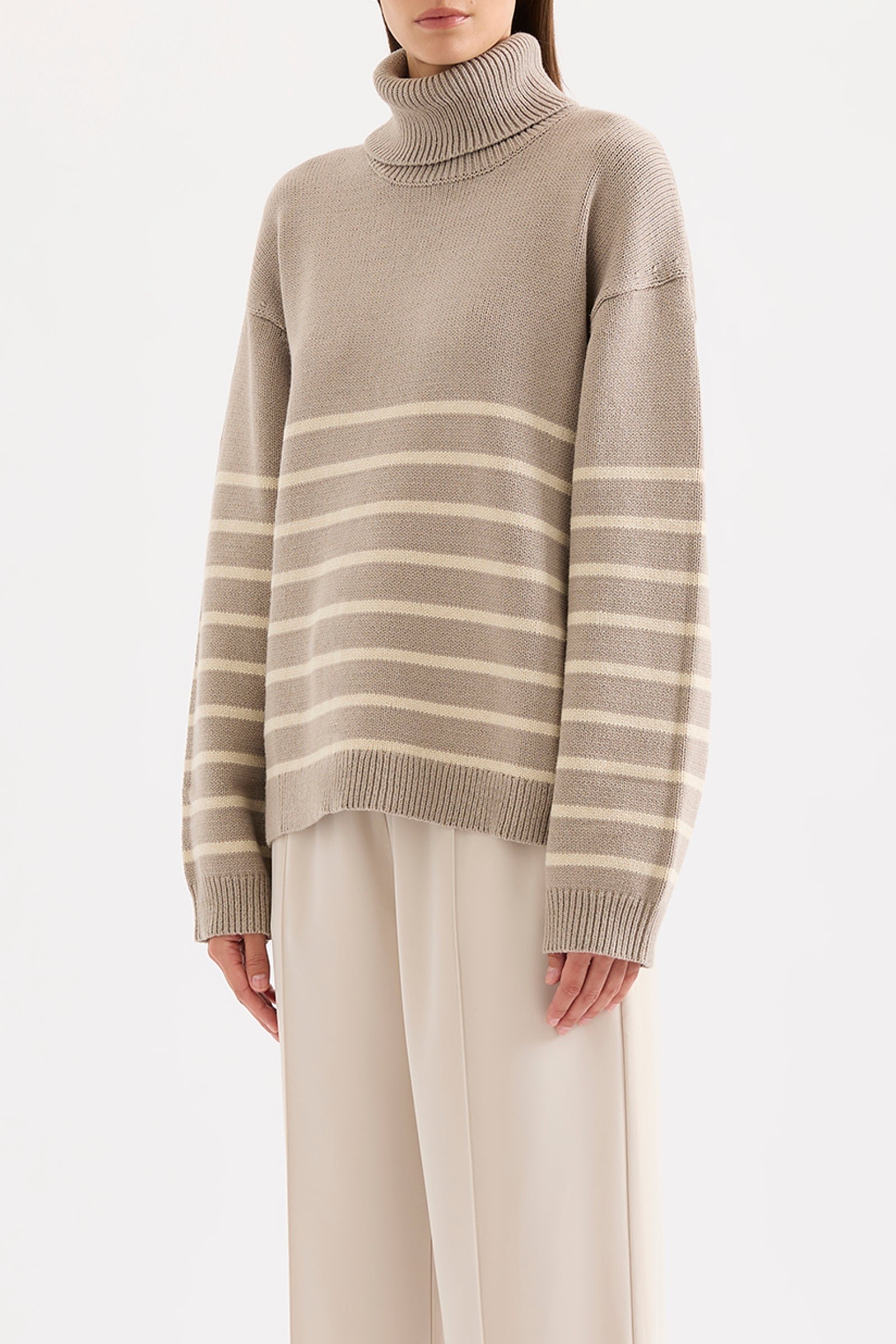 Venus Turtleneck Knit Mink Stripe 