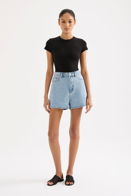 Organic Mom Short 90s Blue Wash 