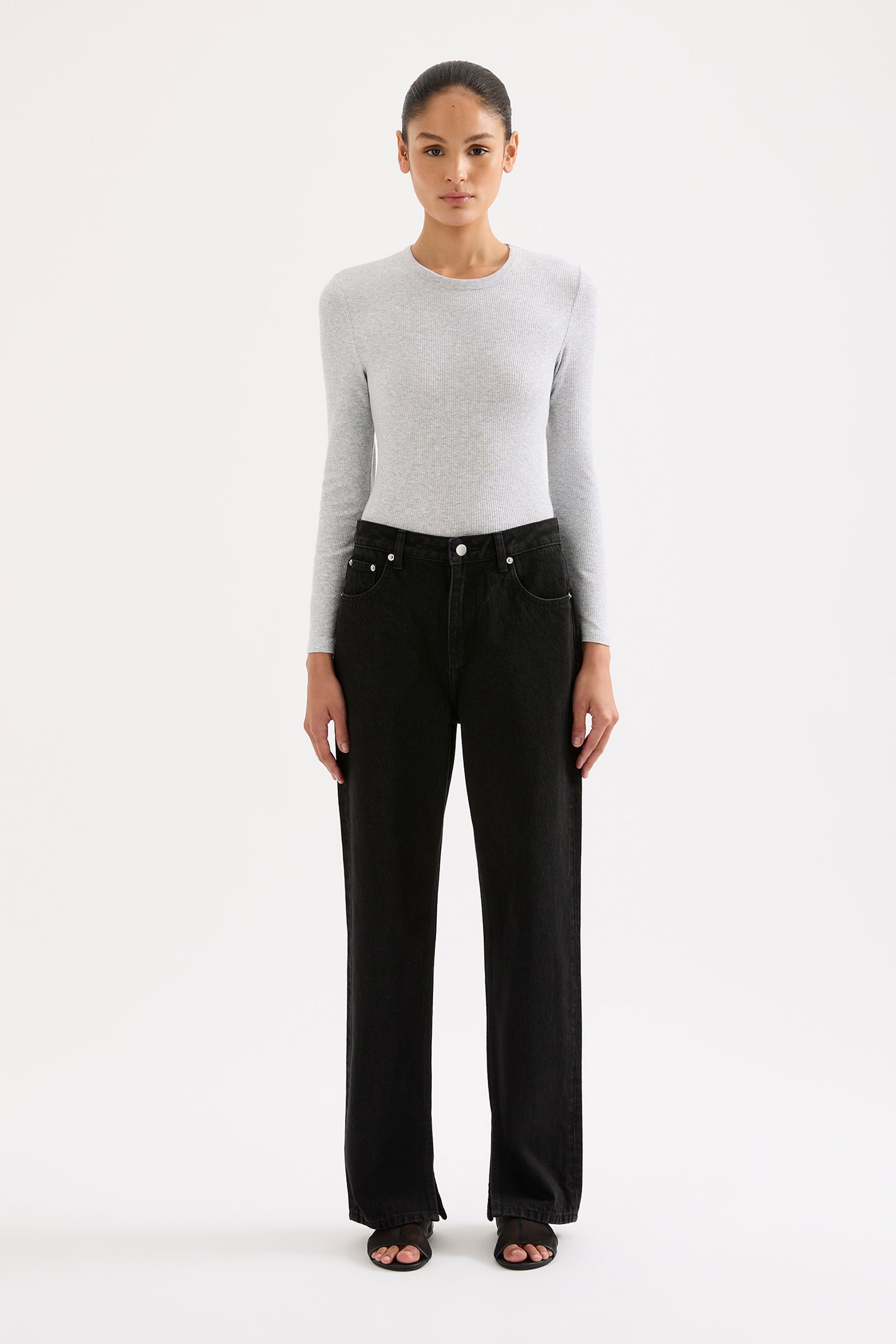 Organic Split Hem Jean Vintage Black 