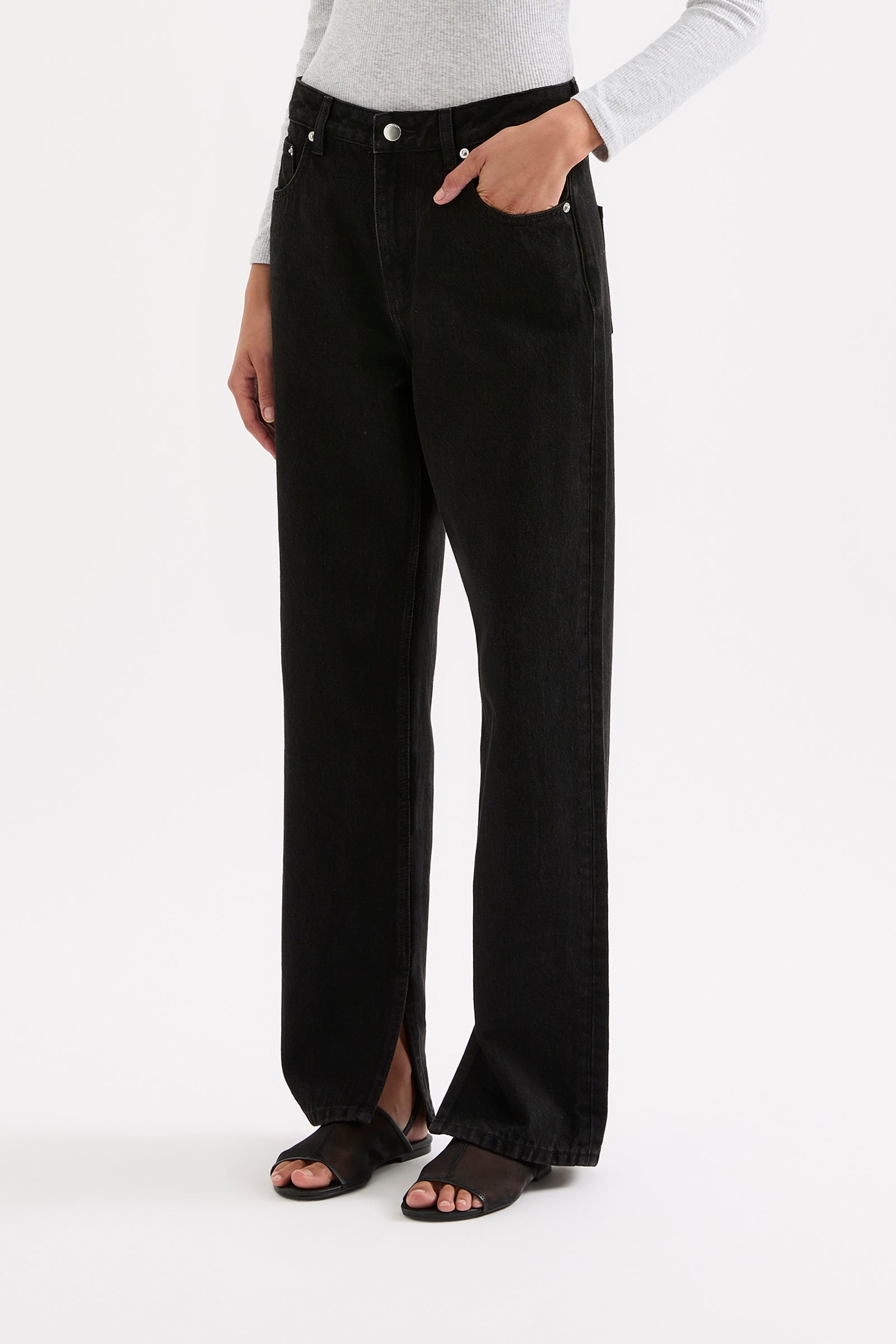Organic Split Hem Jean Vintage Black 
