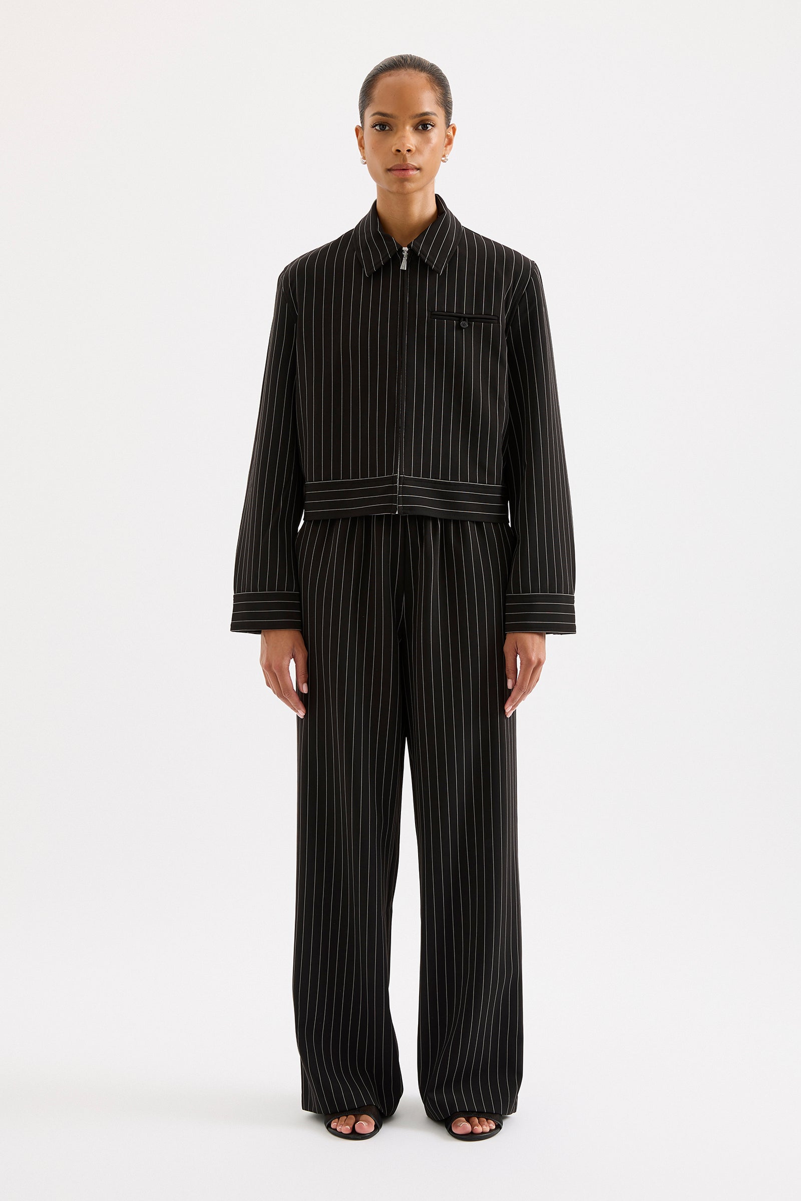 Maeve Pinstripe Bomber Black Pinstripe 
