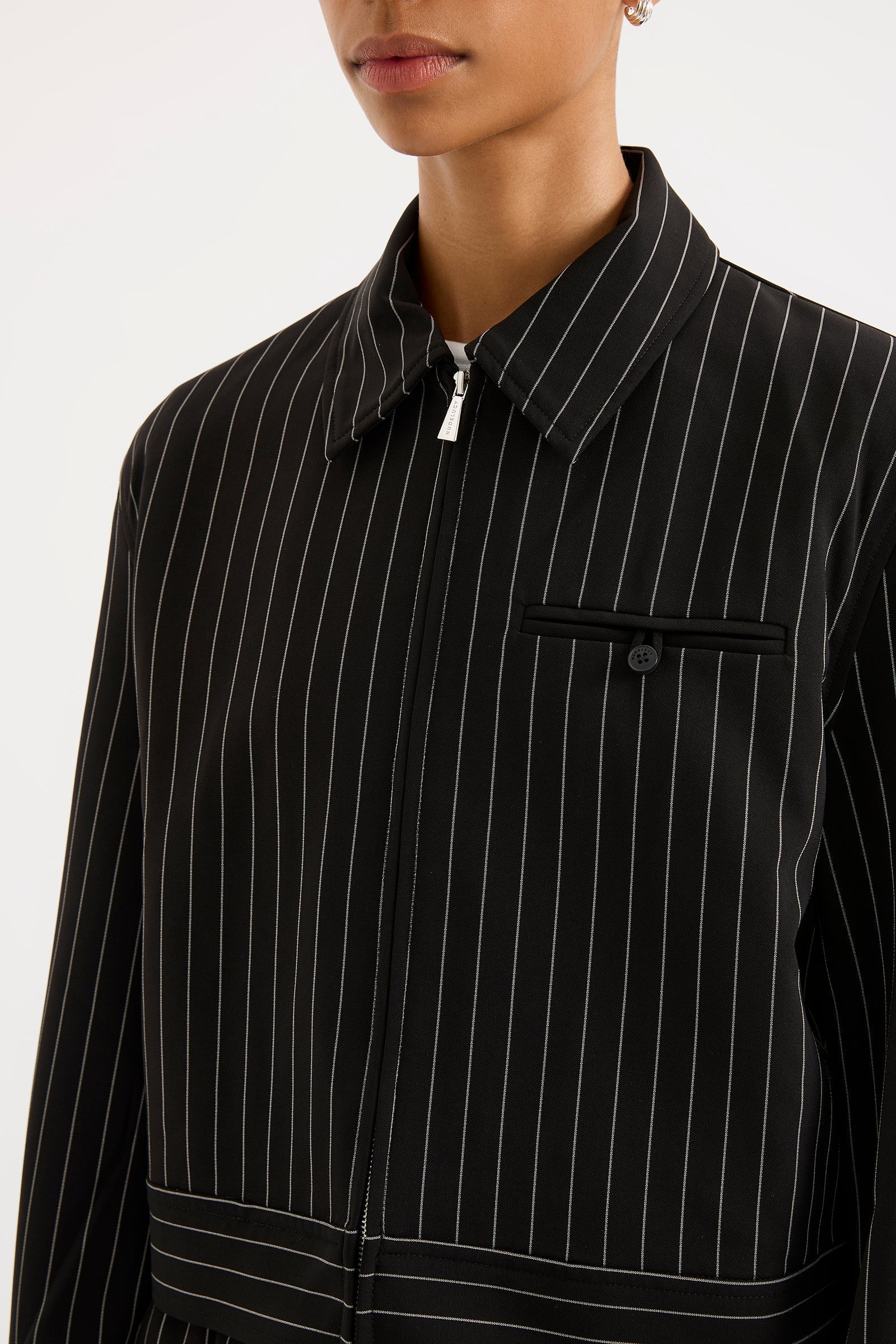 Maeve Pinstripe Bomber Black Pinstripe 