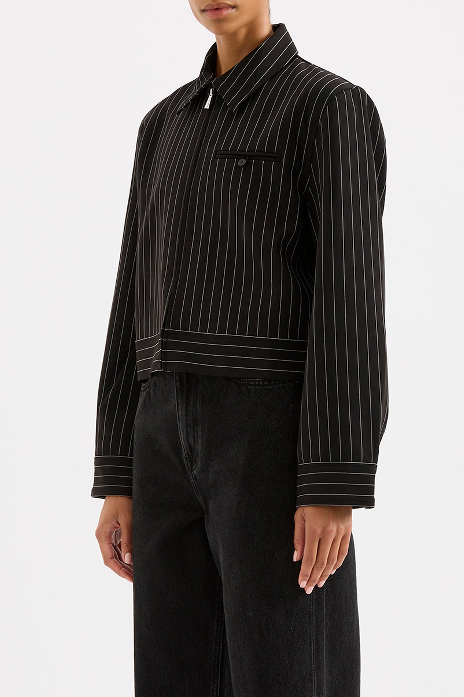 Maeve Pinstripe Bomber Black Pinstripe 
