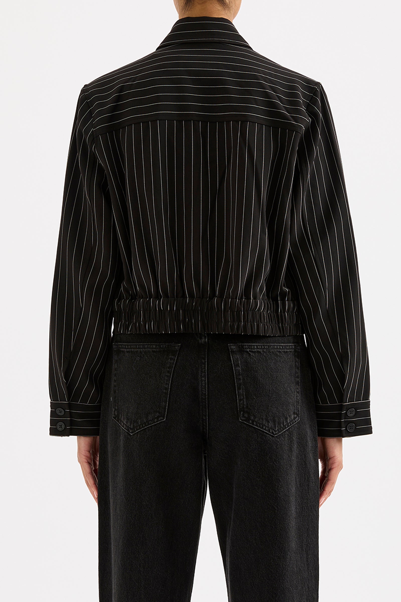 Maeve Pinstripe Bomber Black Pinstripe 