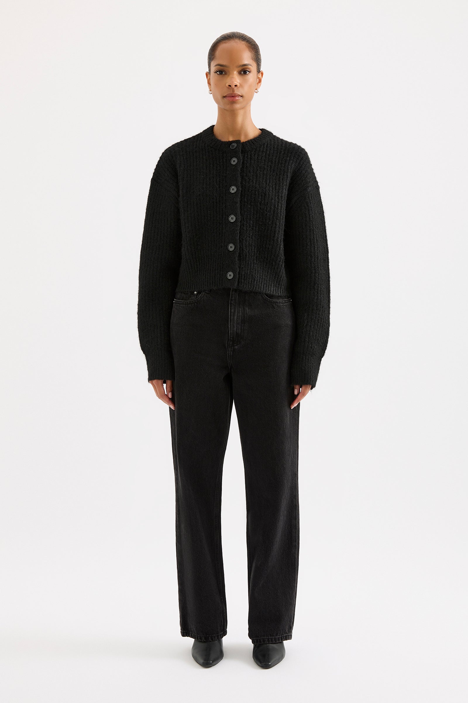 Nixon Cropped Cardigan Black 