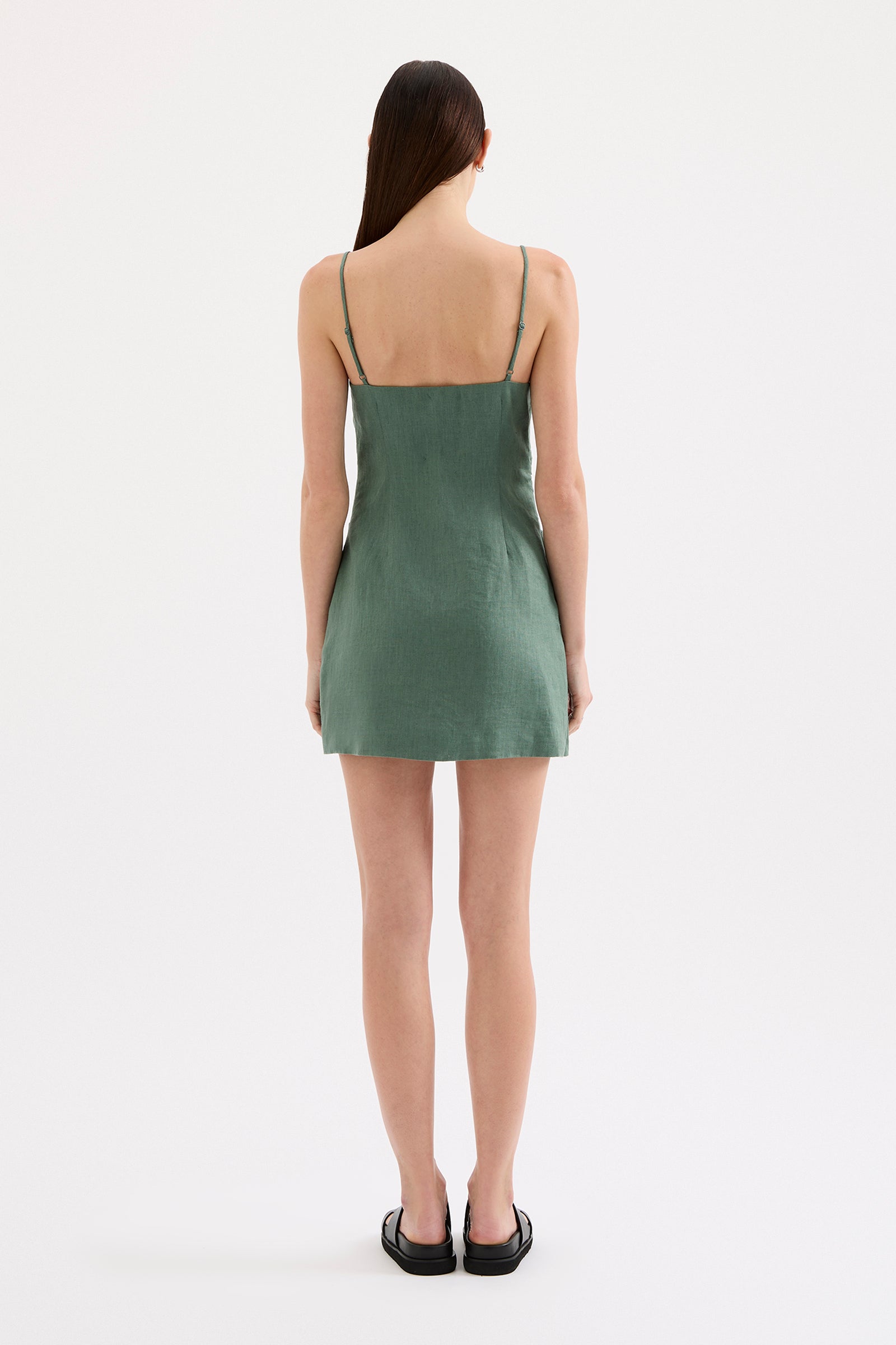 Rani Linen Mini Dress Emerald 