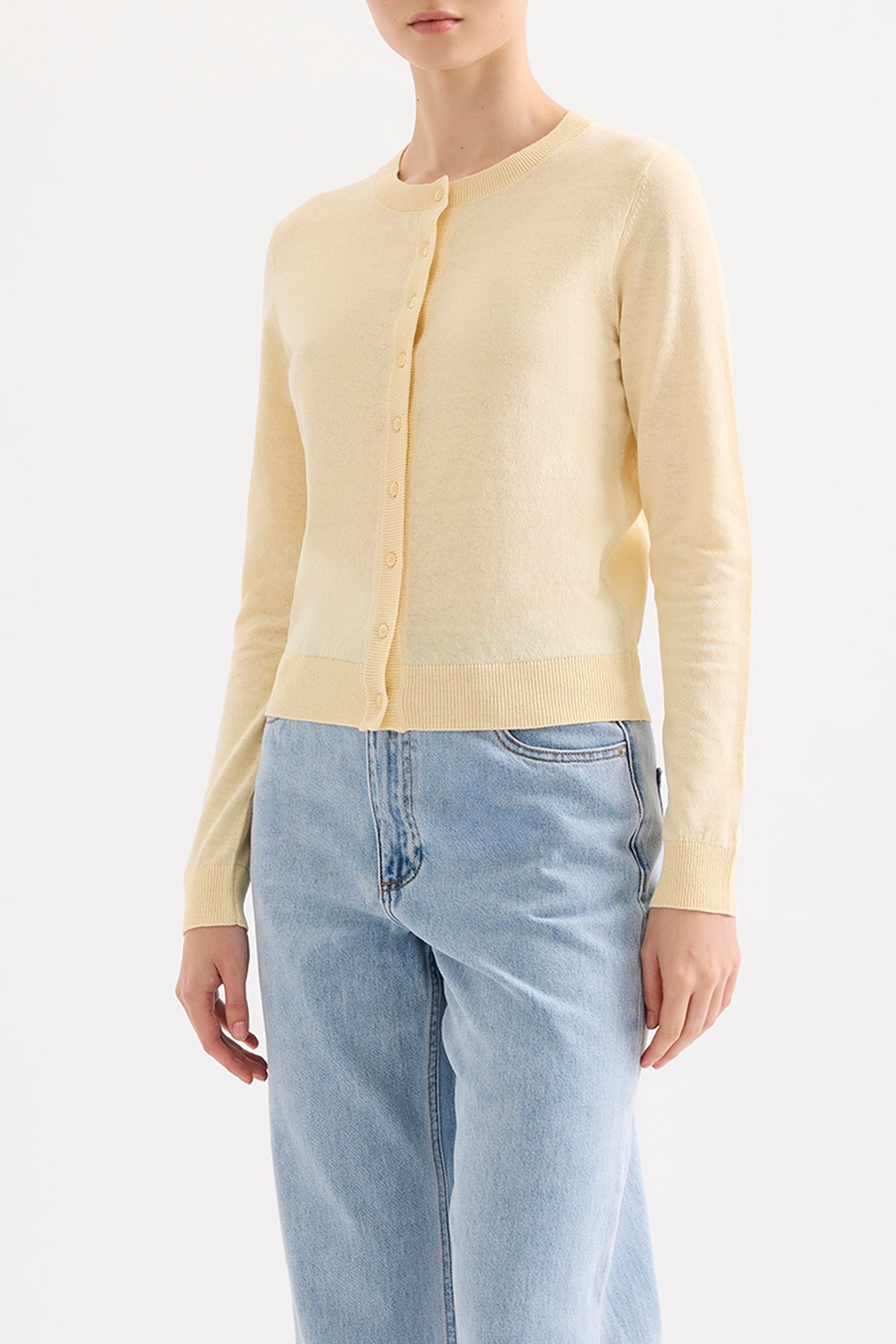 Louie Linen Blend Cardigan Butter 