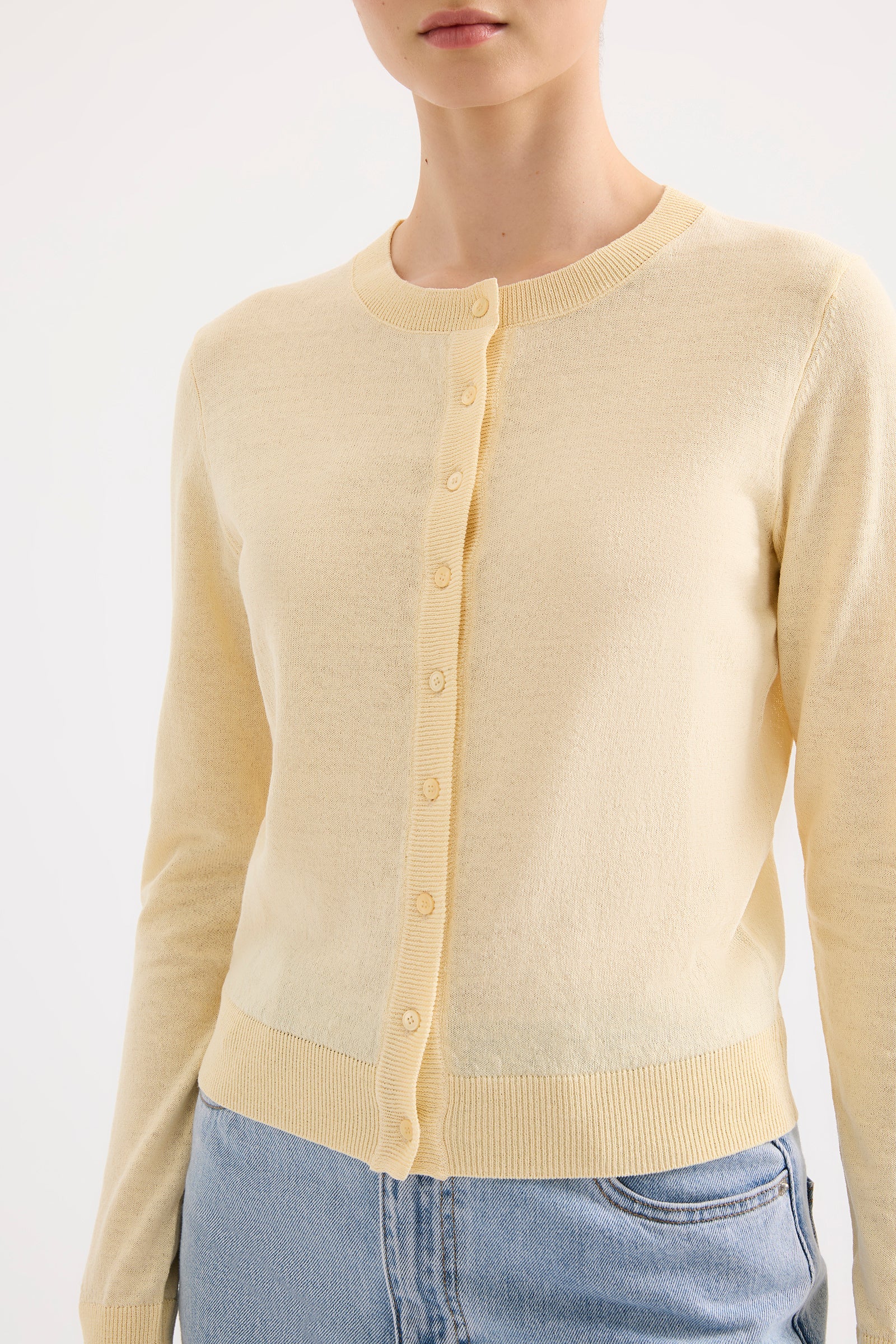 Louie Linen Blend Cardigan Butter 
