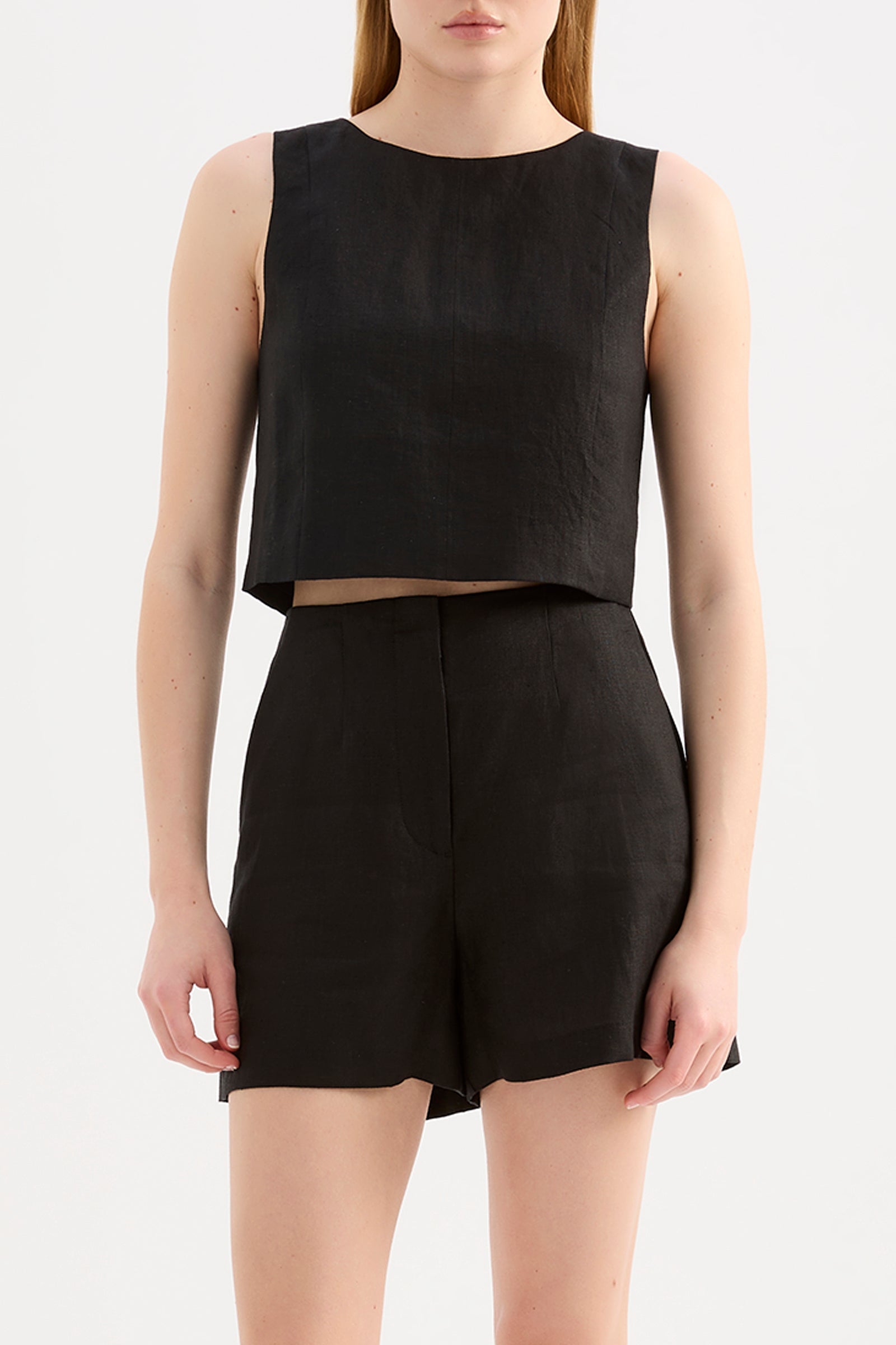 Marli Linen Top Black 