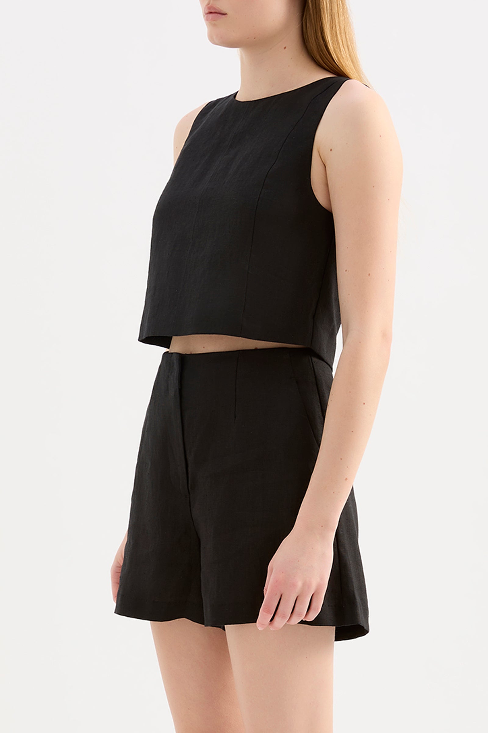 Marli Linen Top Black 