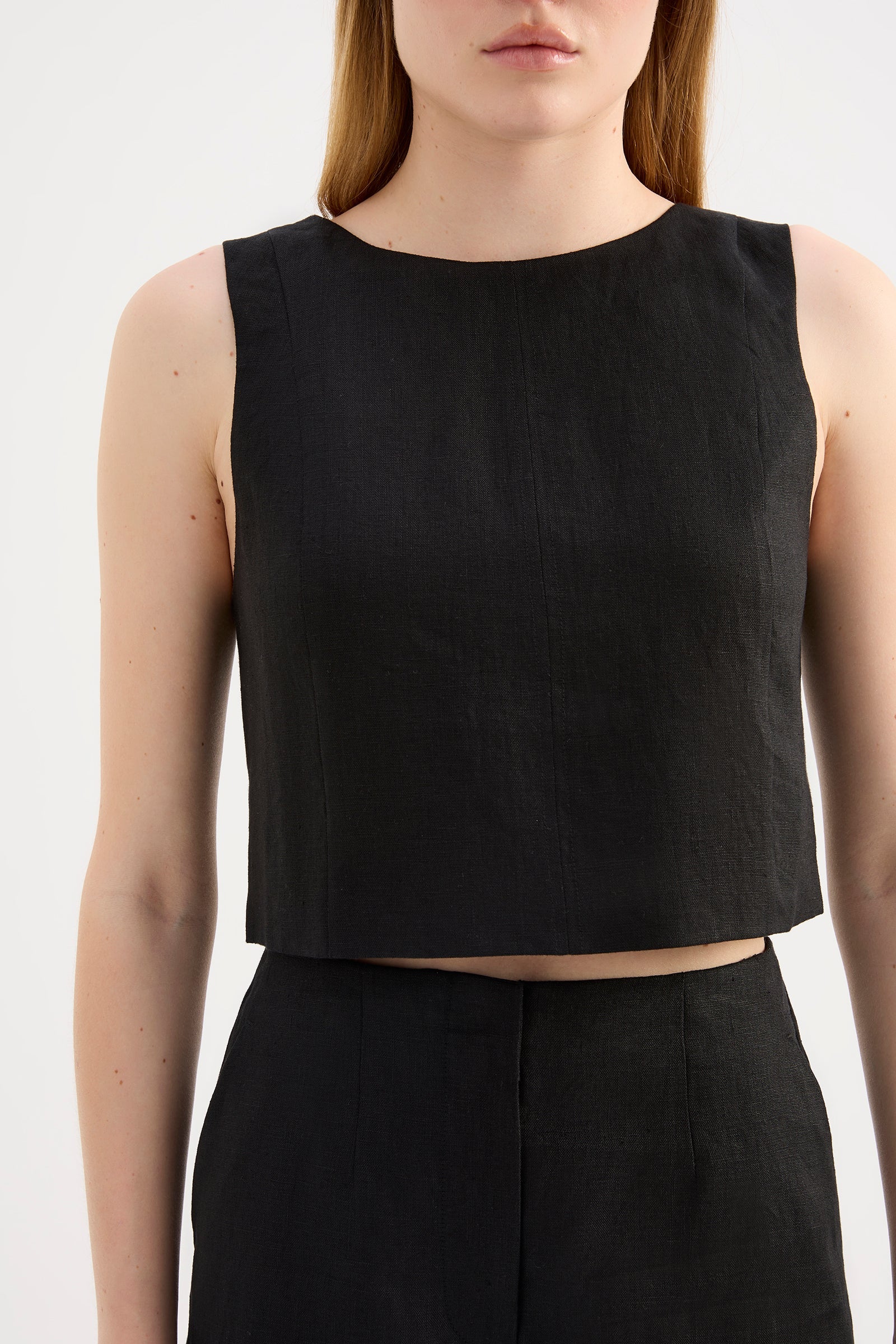 Marli Linen Top Black 