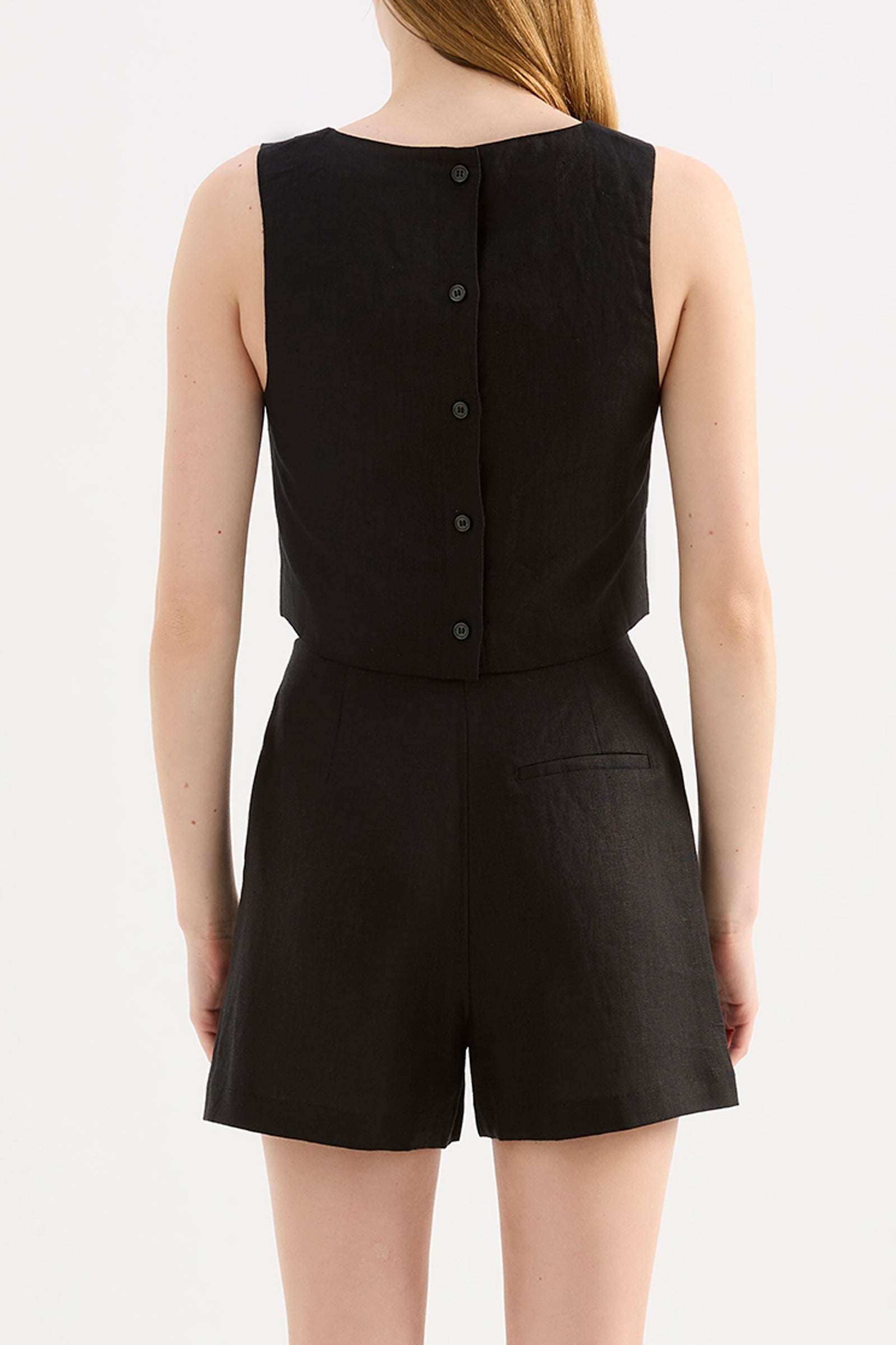 Marli Linen Top Black 