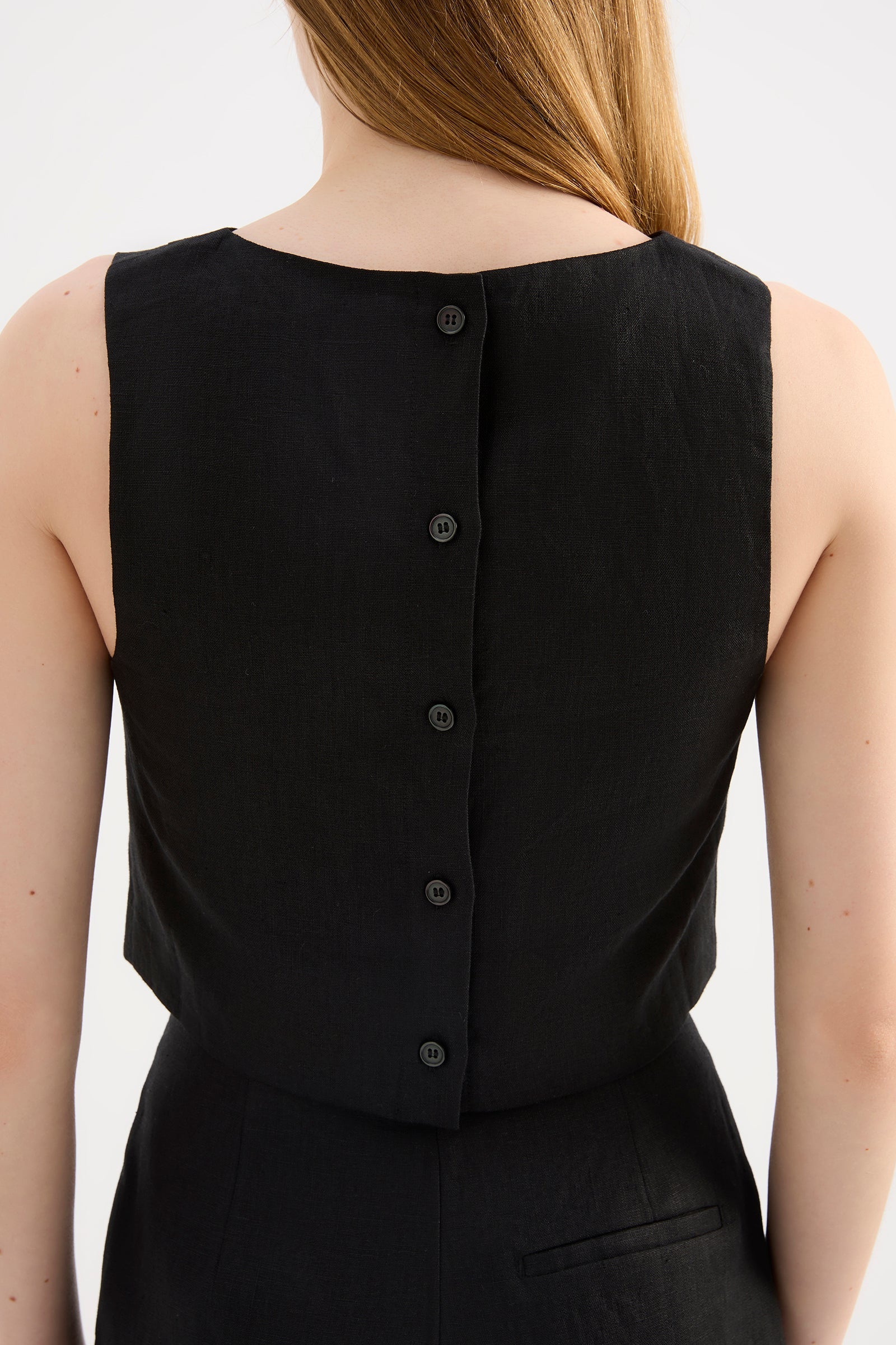 Marli Linen Top Black 