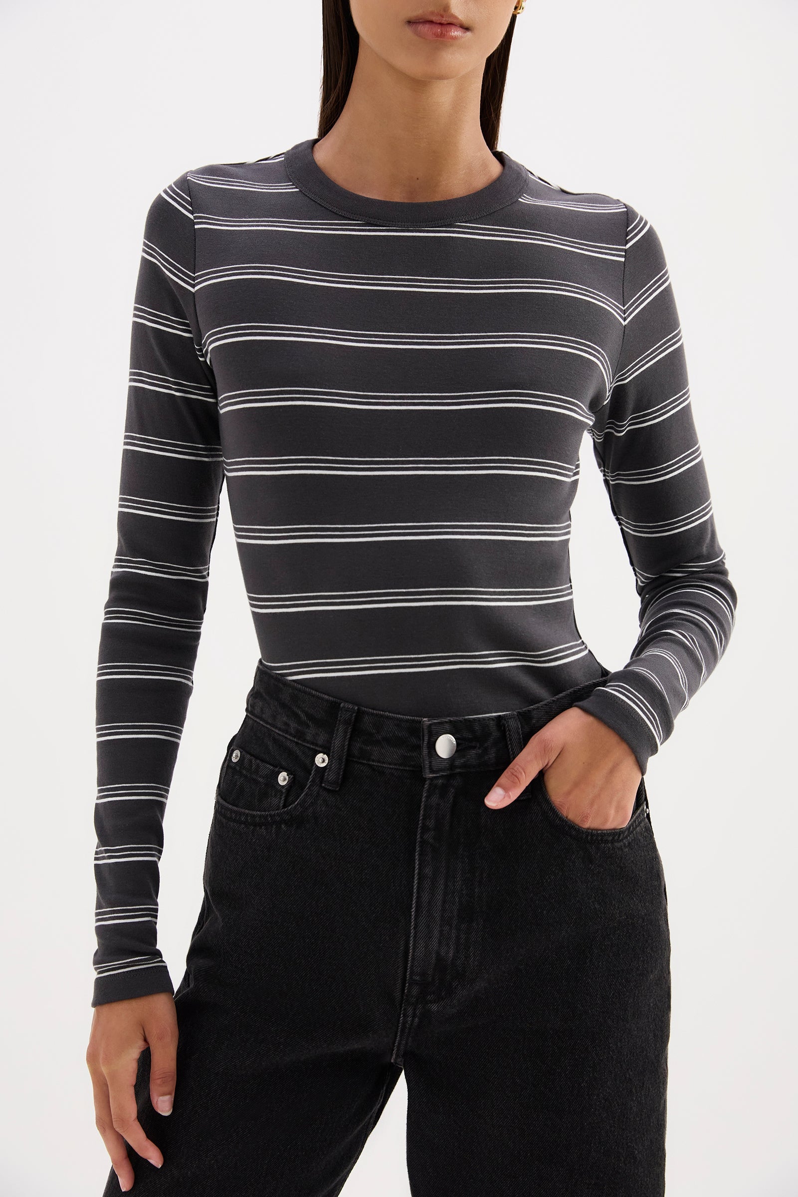 Lexi Ls Top Coal Stripe 