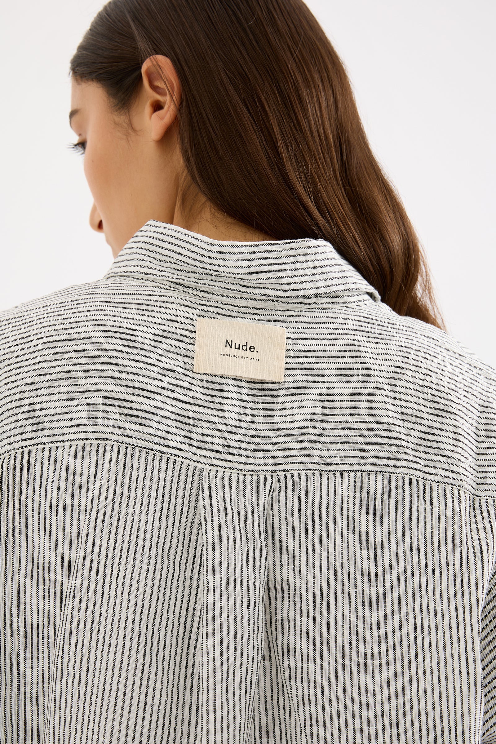 Lounge Stripe Linen Longline Shirt Pinstripe 