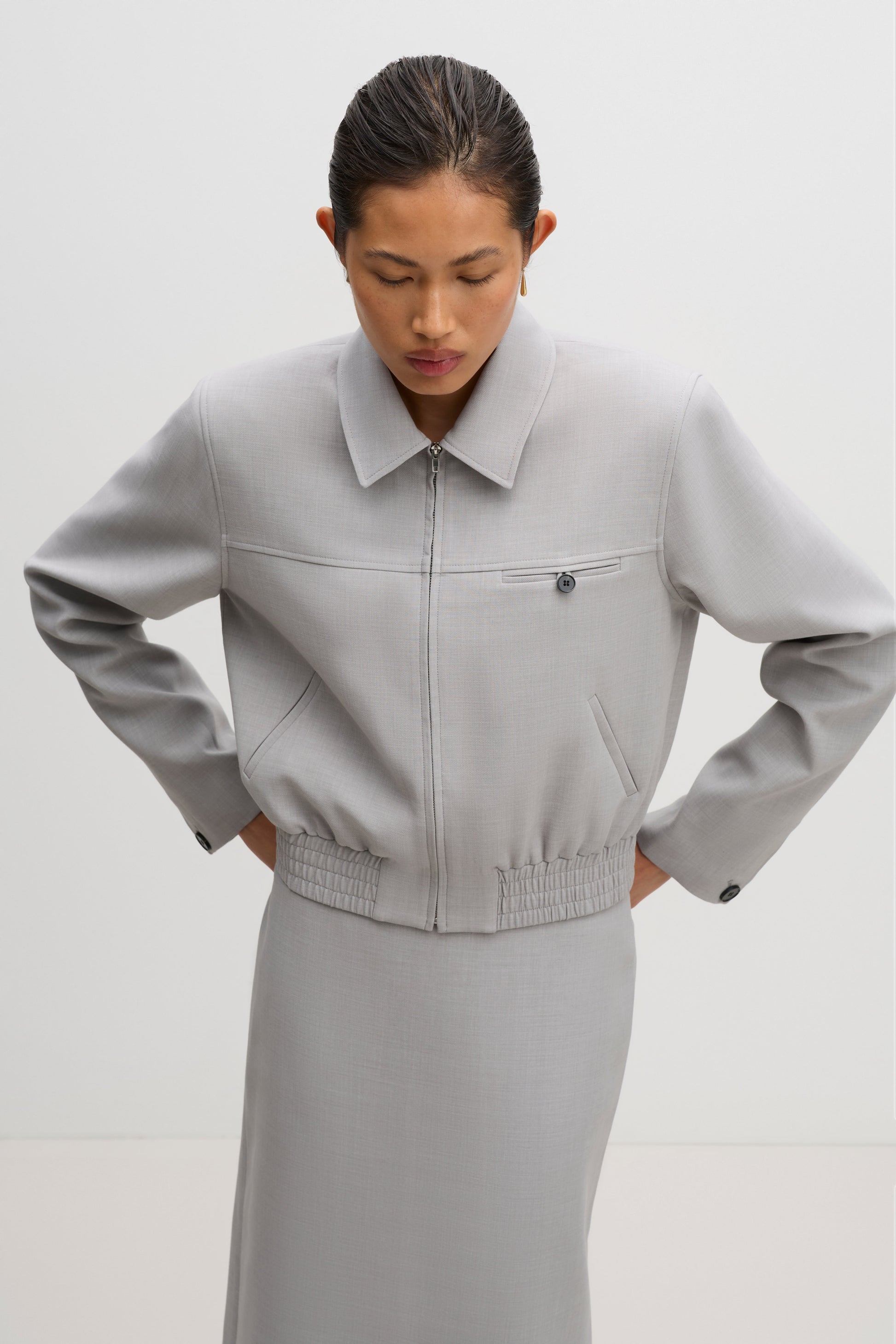 Elena Bomber Jacket Heather Grey 
