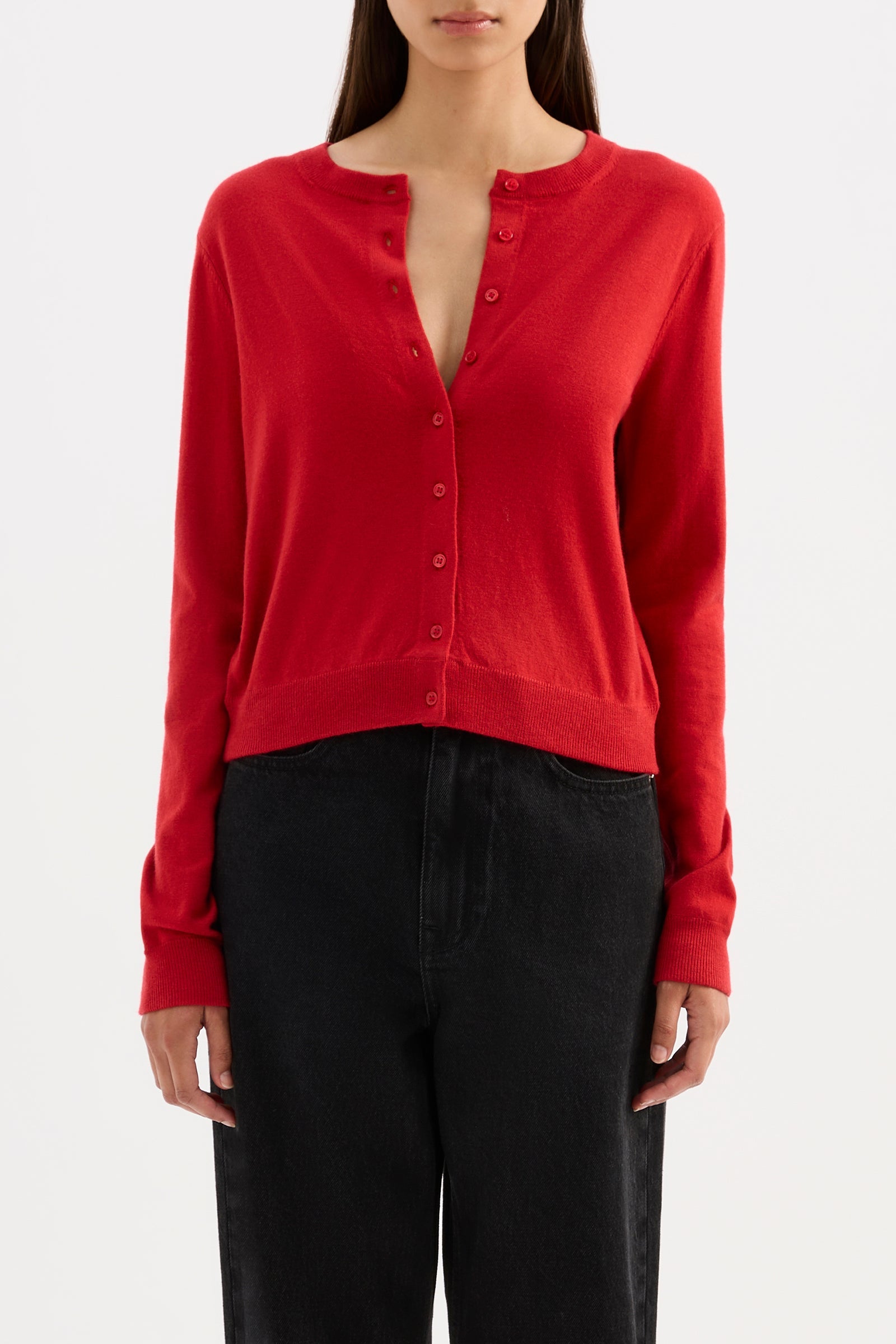 Elvio Merino Blend Cardigan Vermillion 