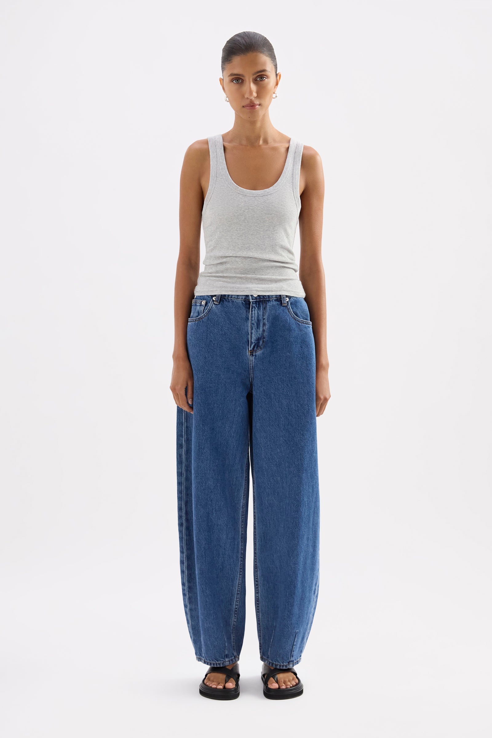 Organic Rib Singlet Grey Marle 