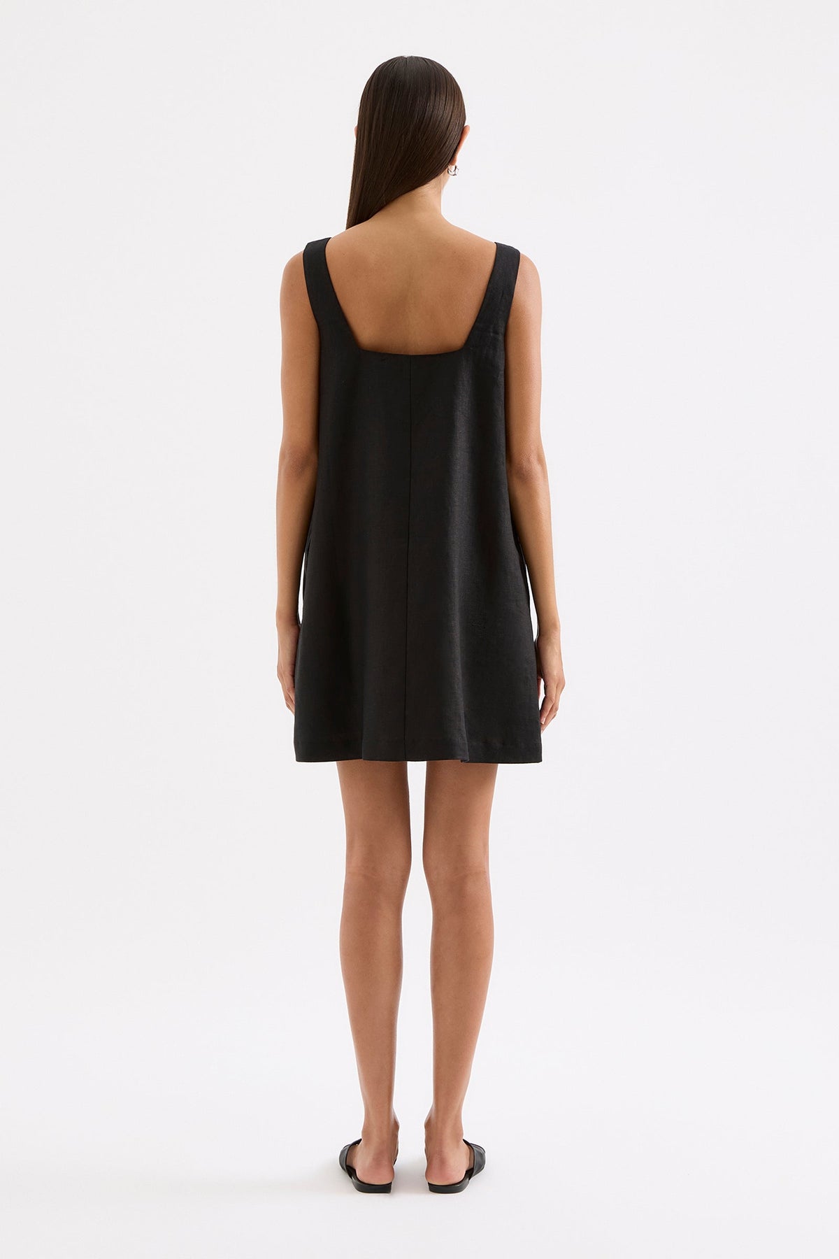 Zephyr Linen Mini Dress Black 