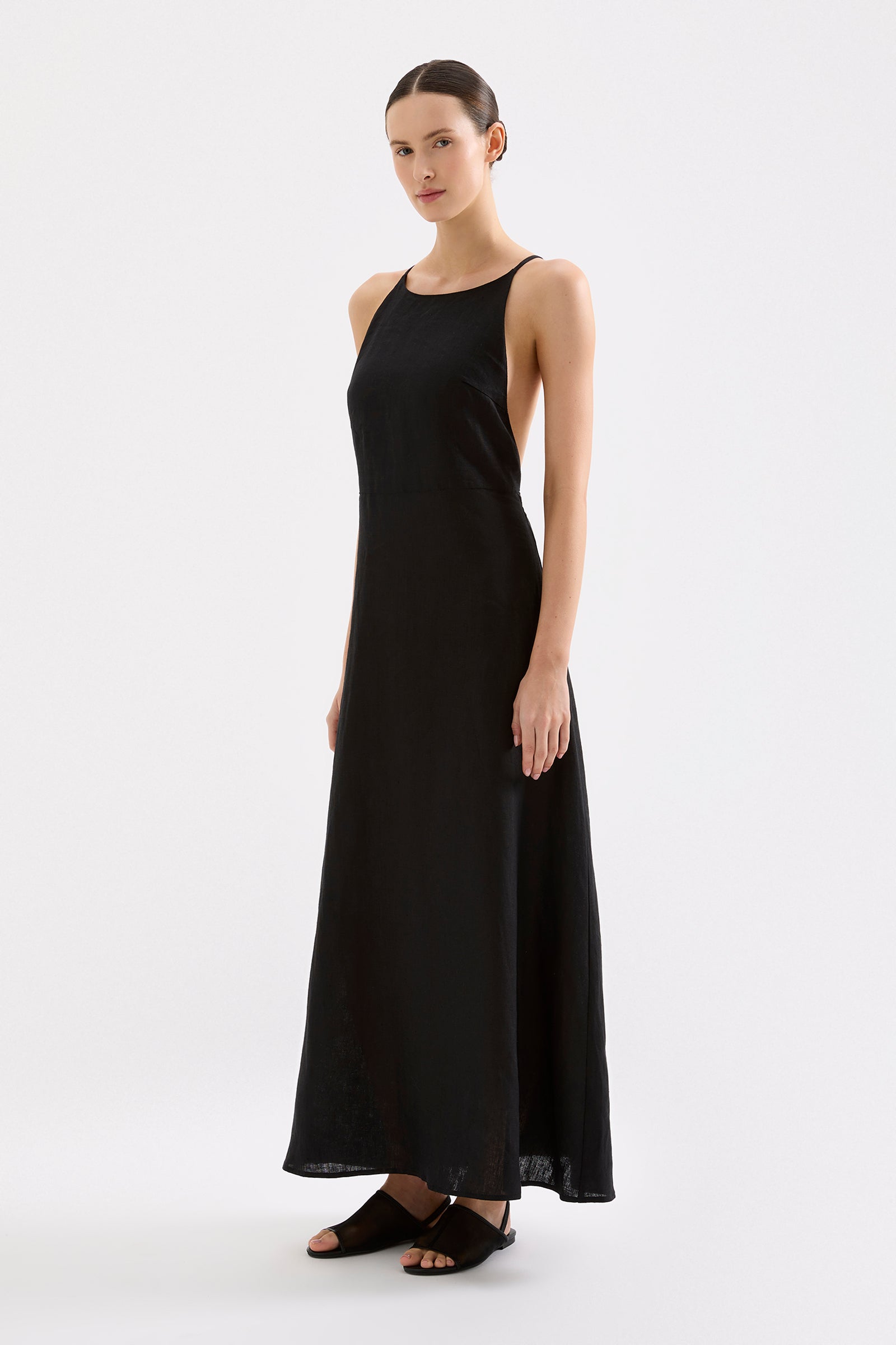Ziba Linen Maxi Dress Black 
