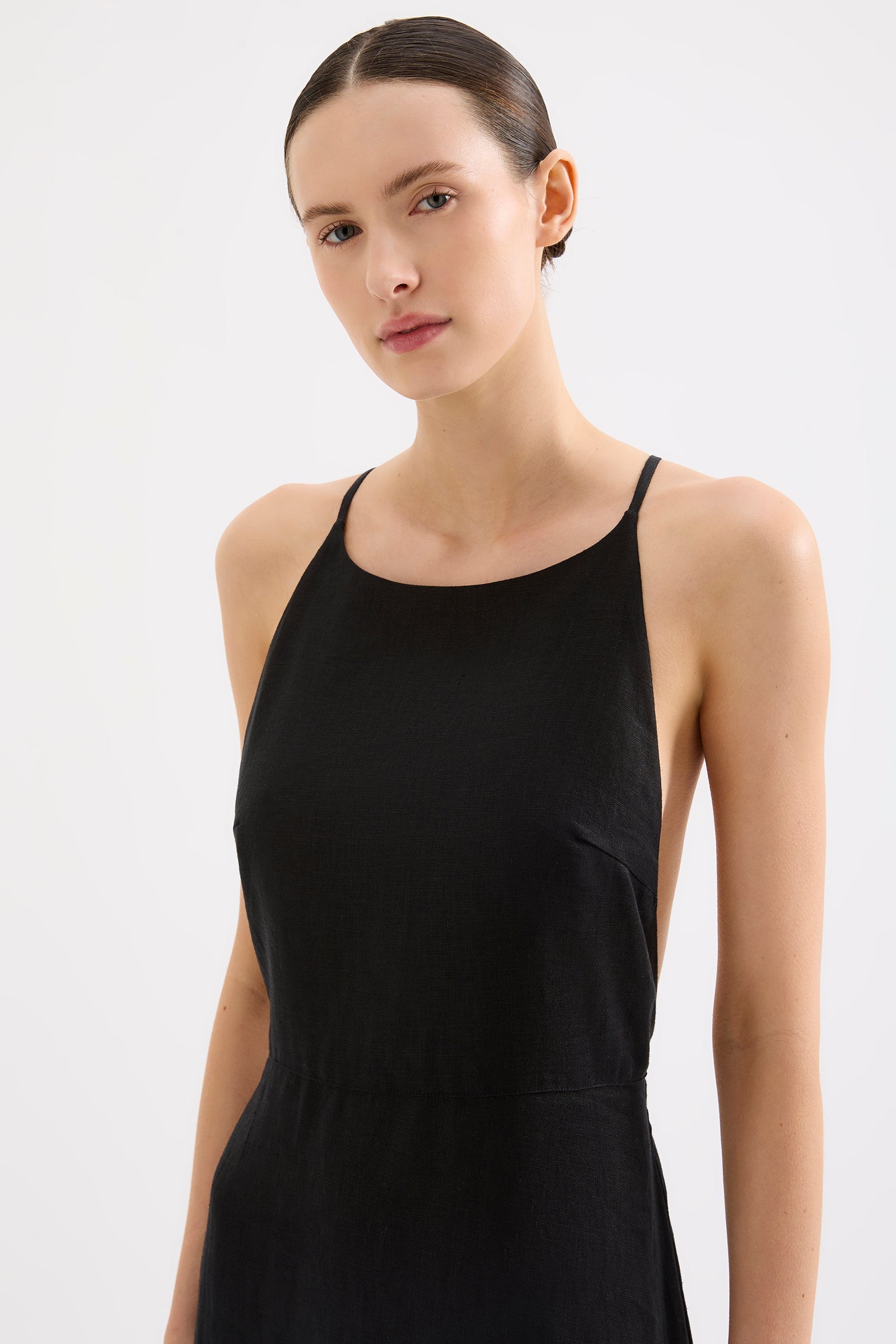 Ziba Linen Maxi Dress Black 
