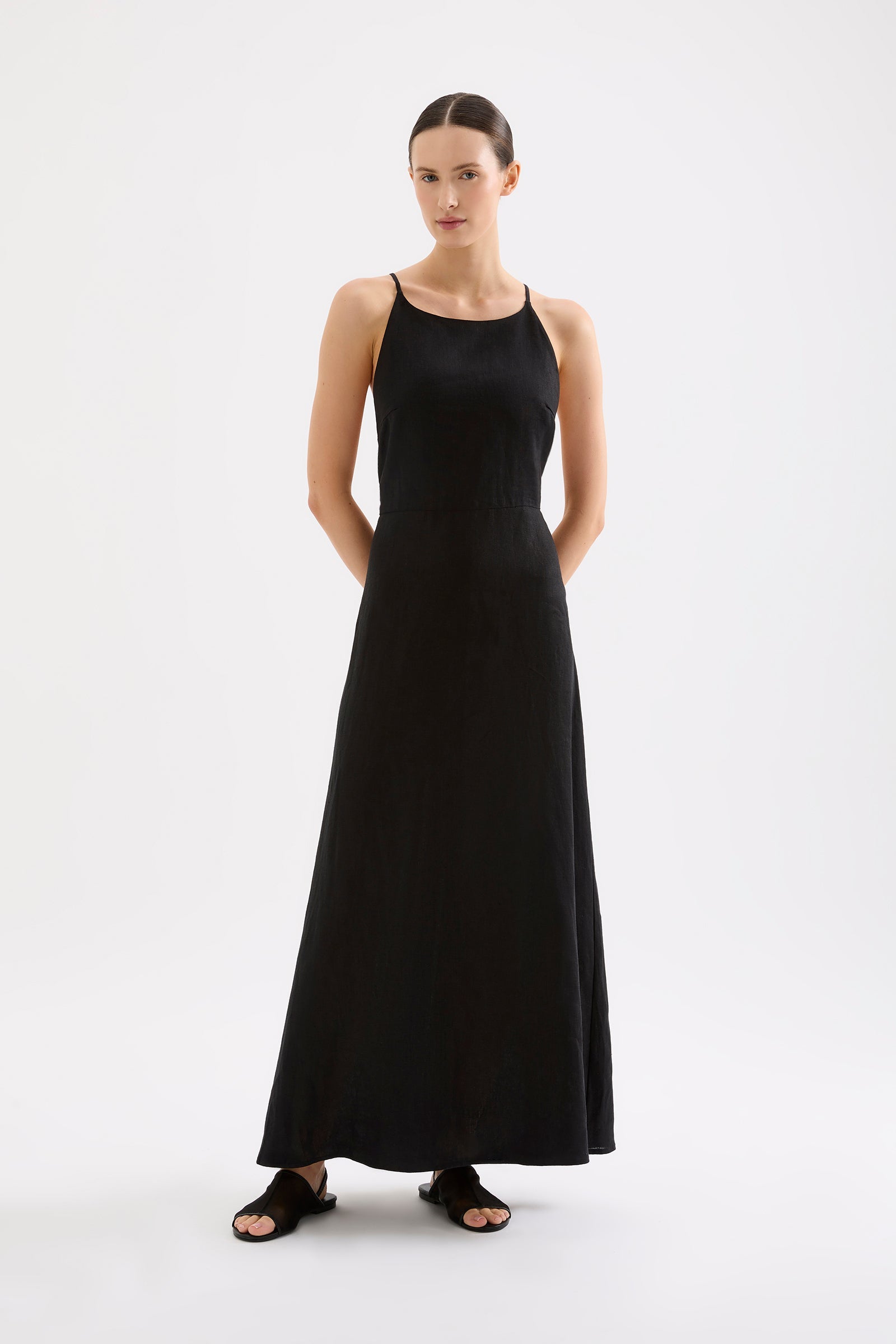 Ziba Linen Maxi Dress Black 