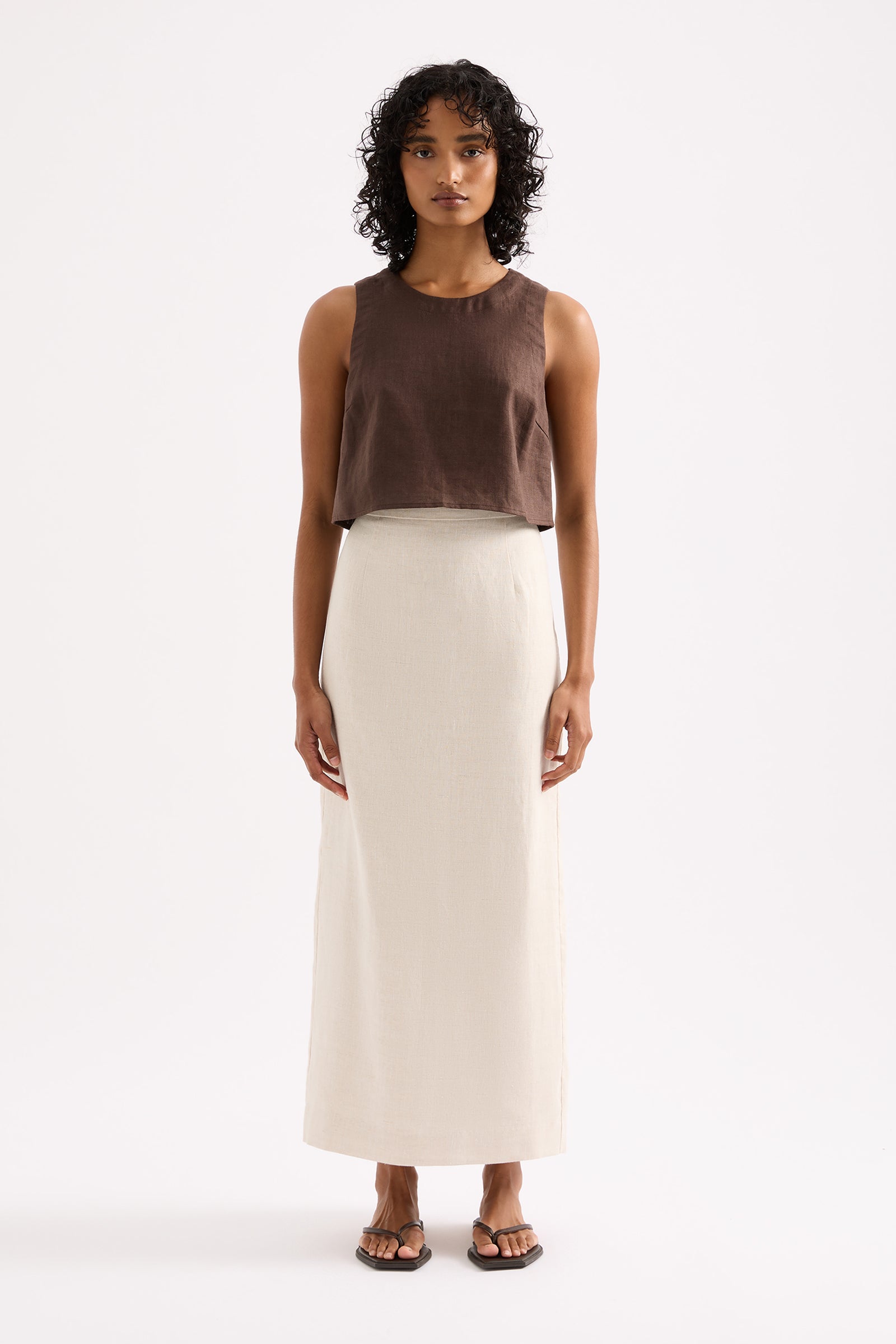 Sadie Linen Maxi Skirt White 