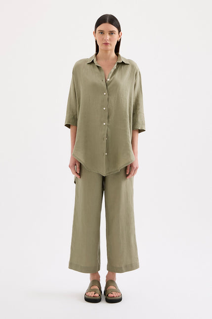 Lounge Linen Longline Shirt Kalamata 