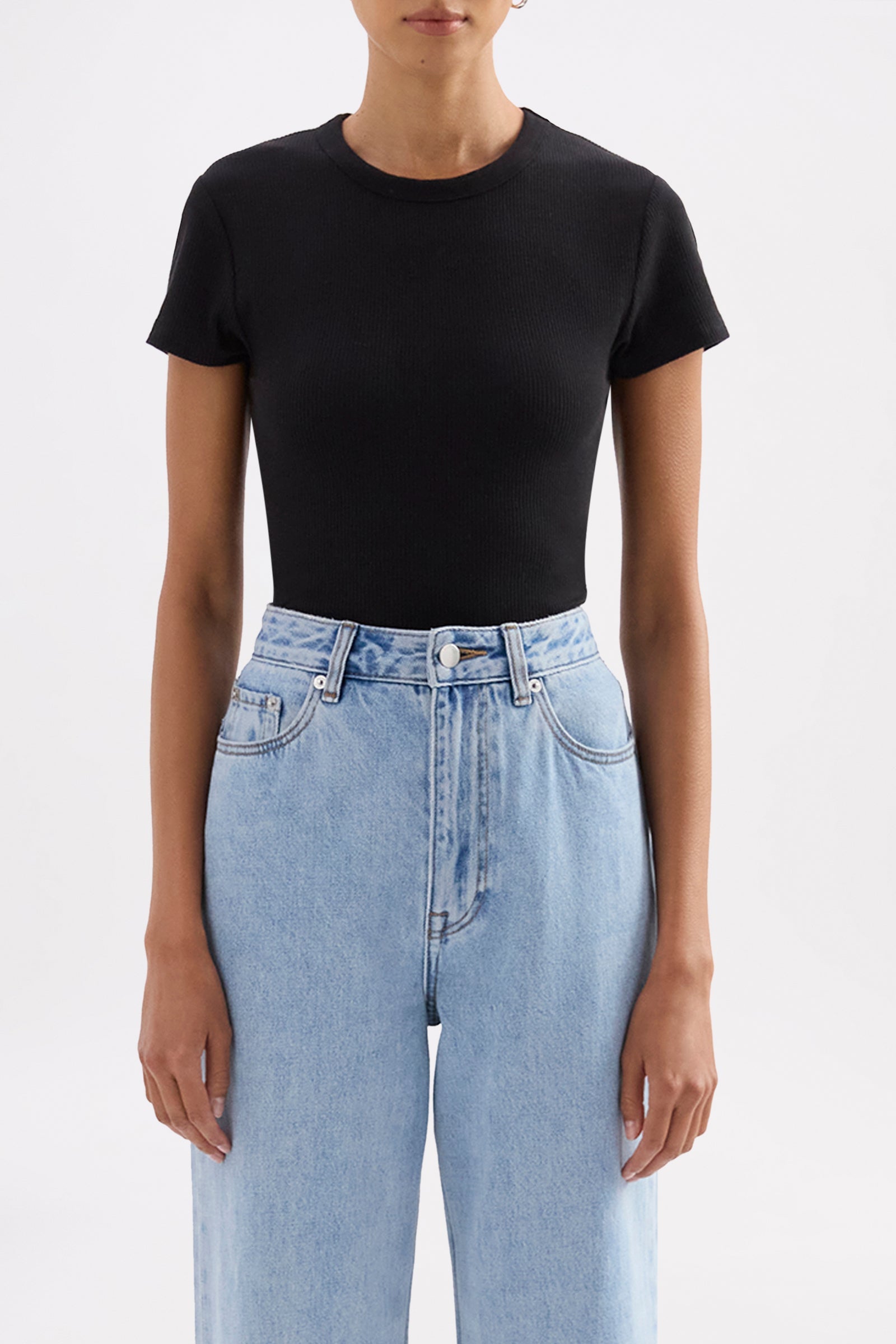 Organic Rib Ss Tee Black 