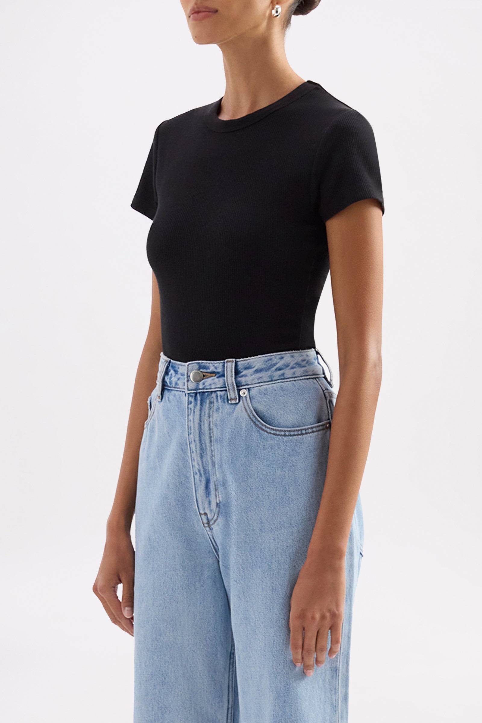 Organic Rib Ss Tee Black 