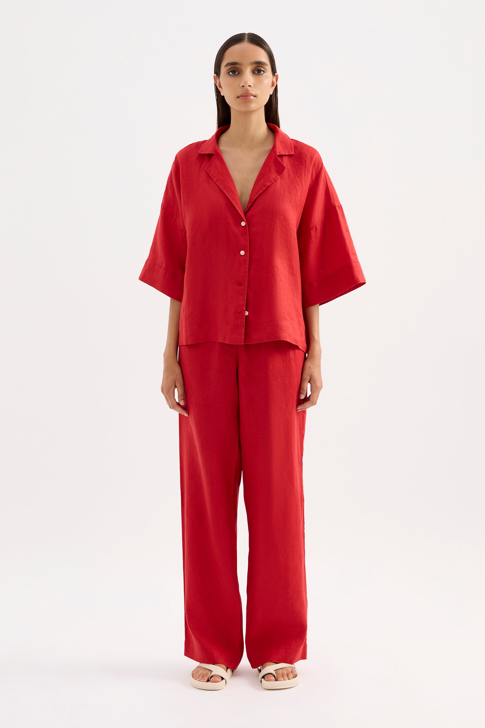 Lounge Linen Pant Vermillion 