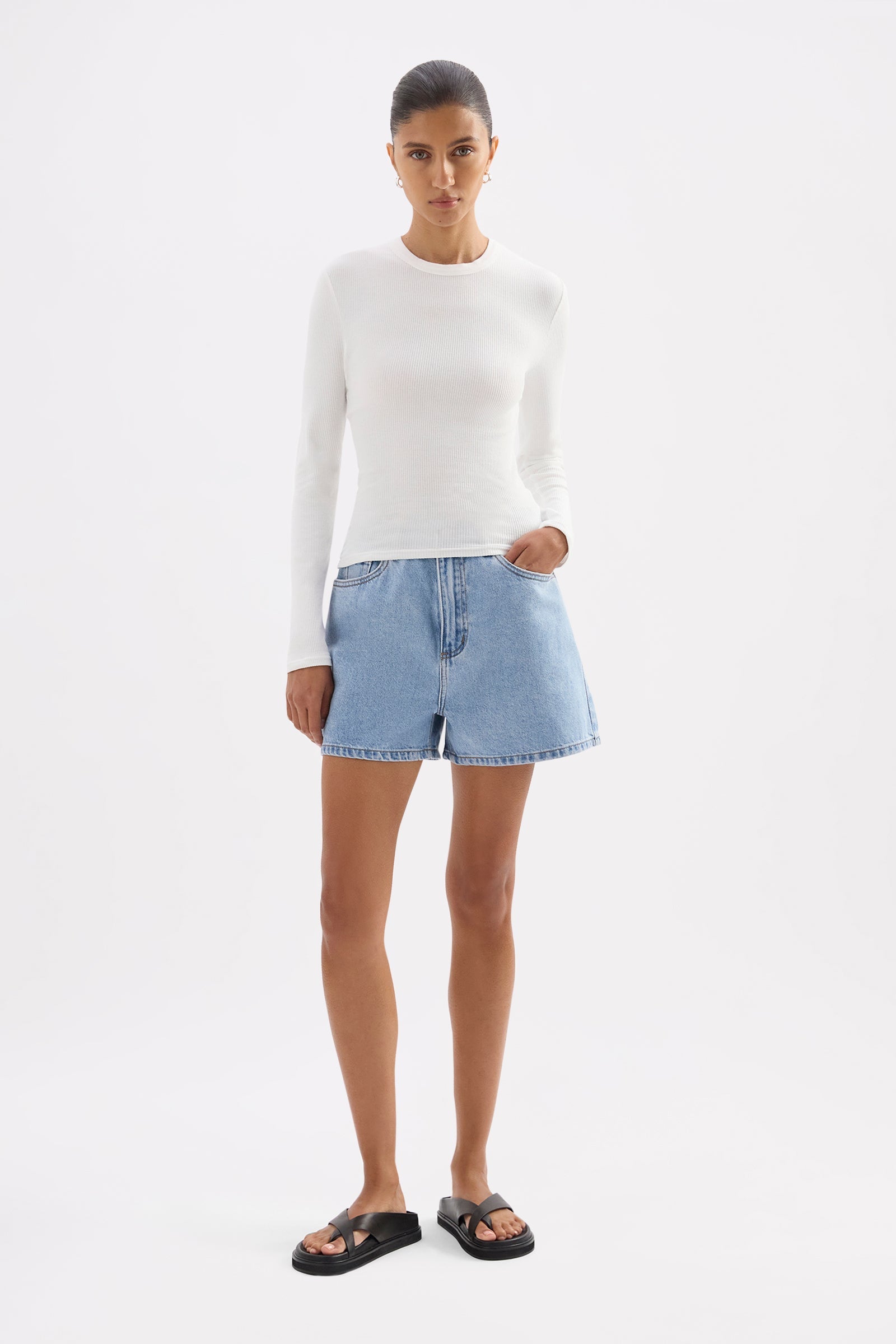 Organic Rib Ls Tee White 
