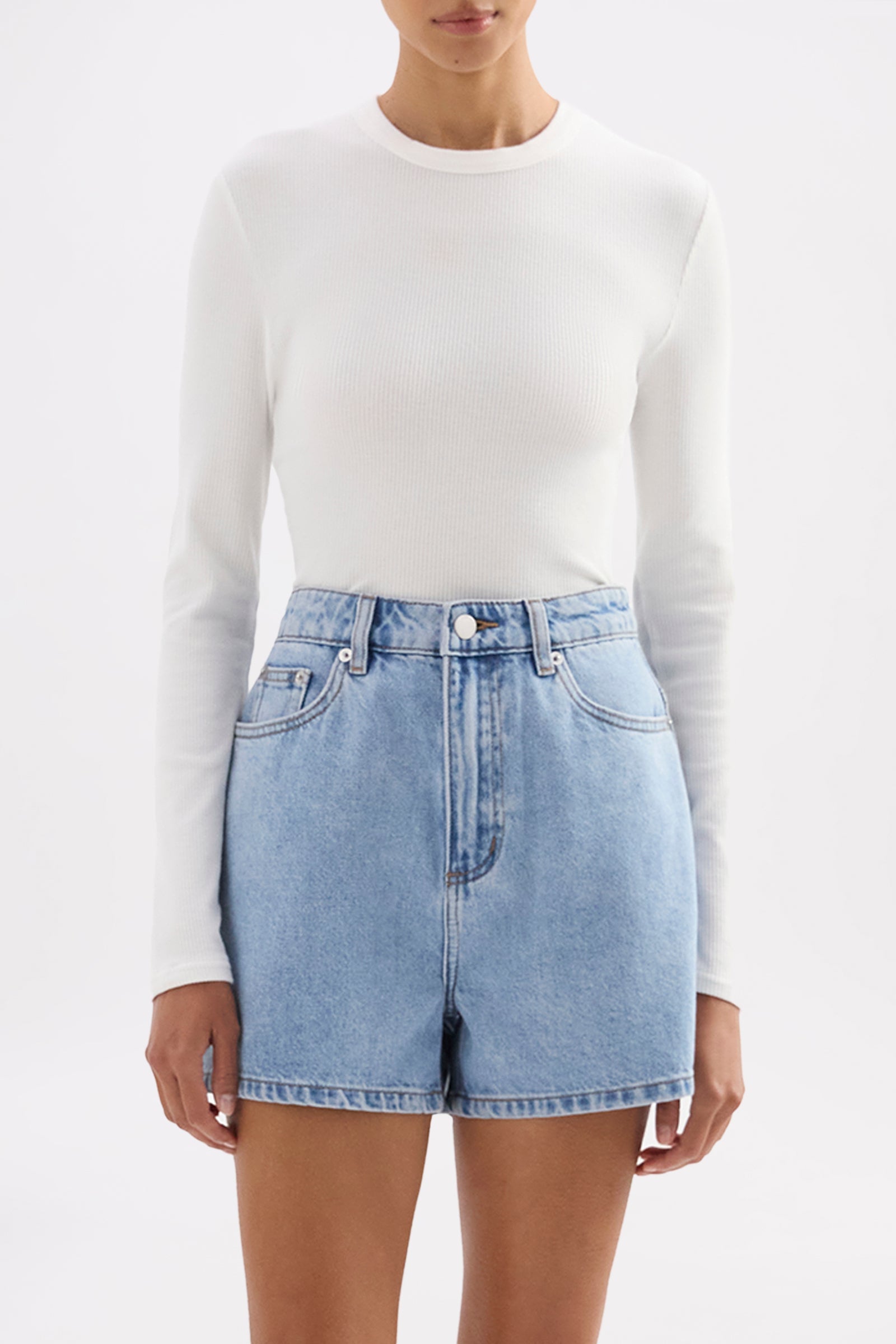 Organic Rib Ls Tee White 