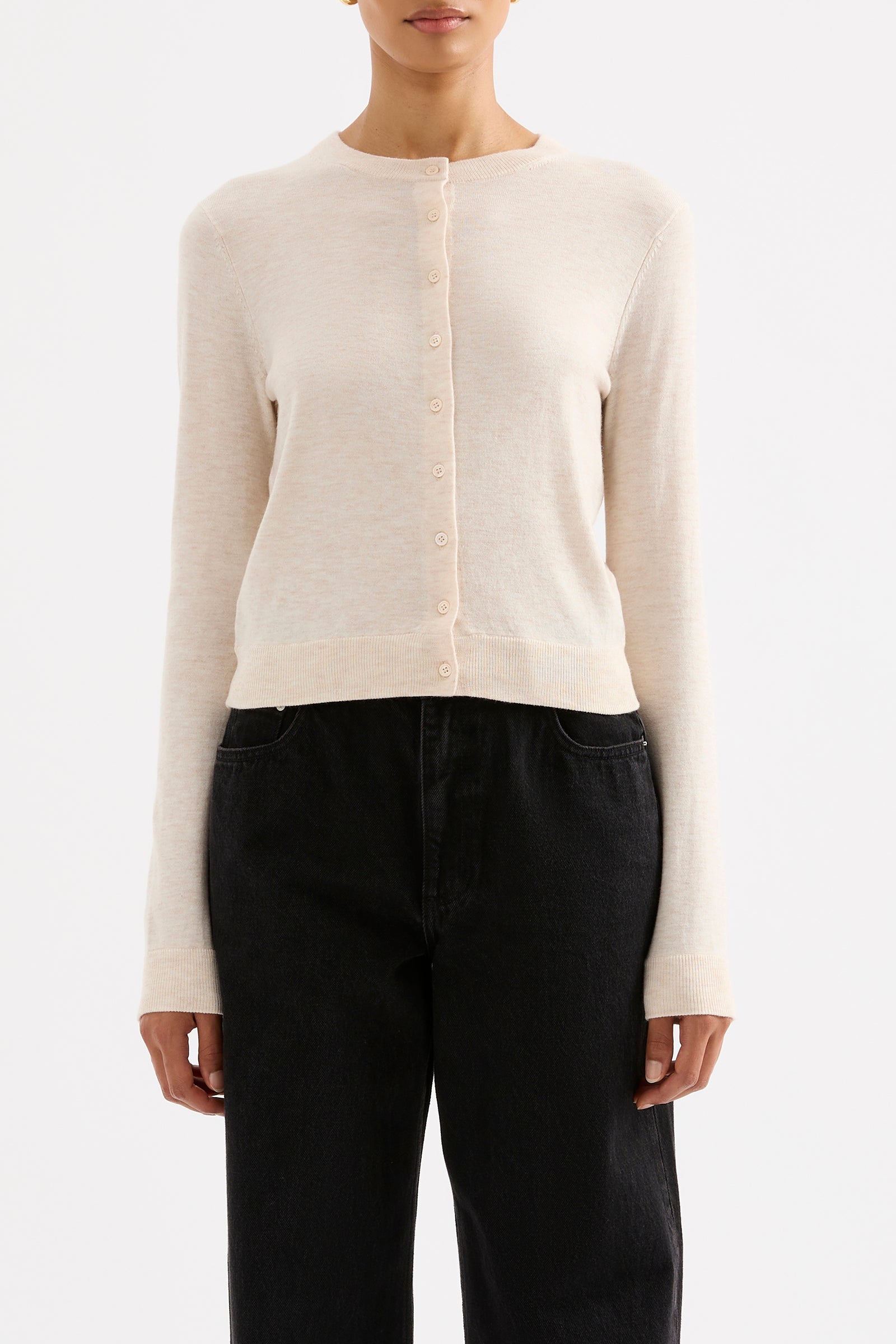 Rae Knit Cardigan Cream Marle 
