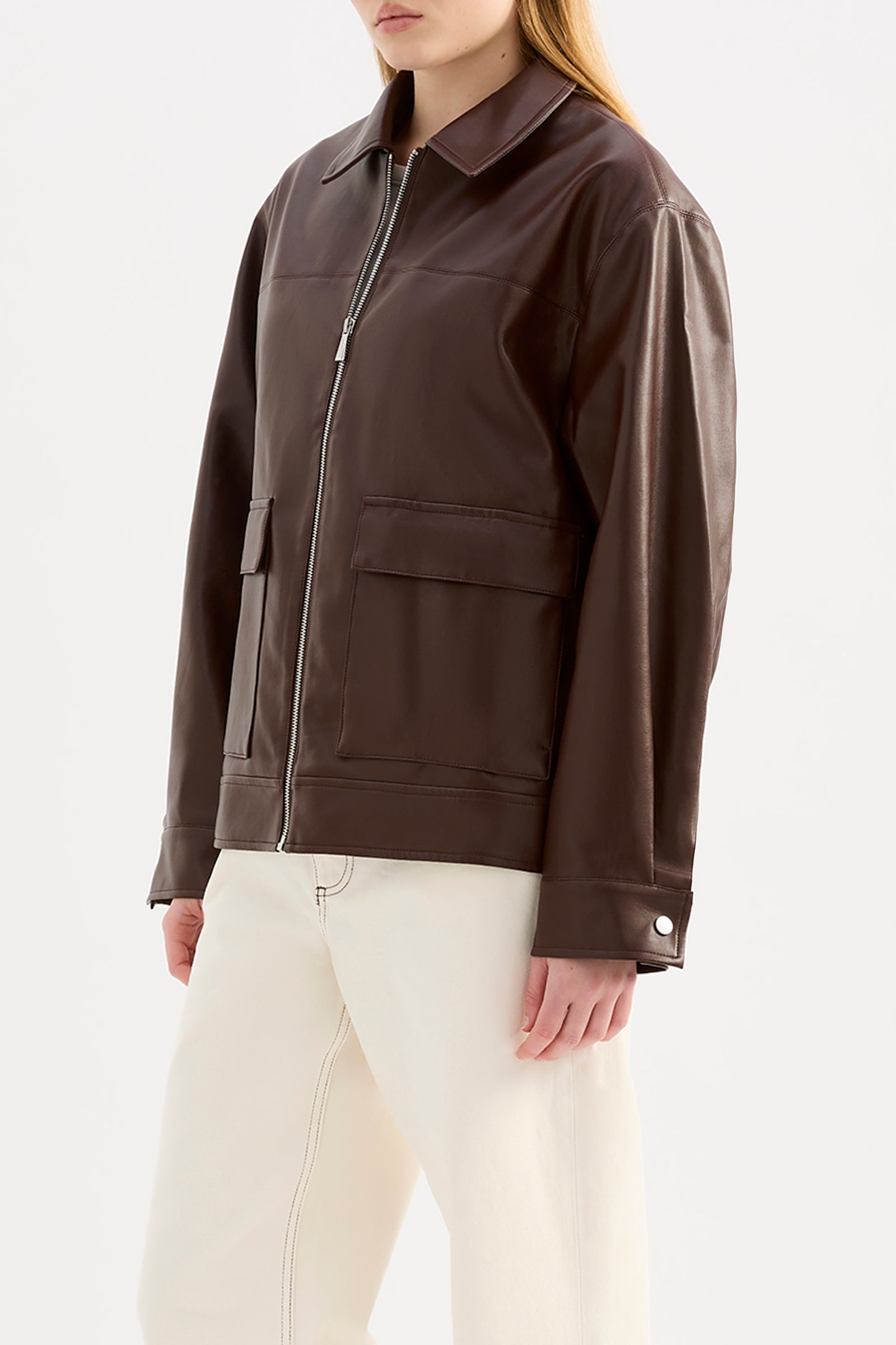 Yaz Faux Leather Jacket Raisin 