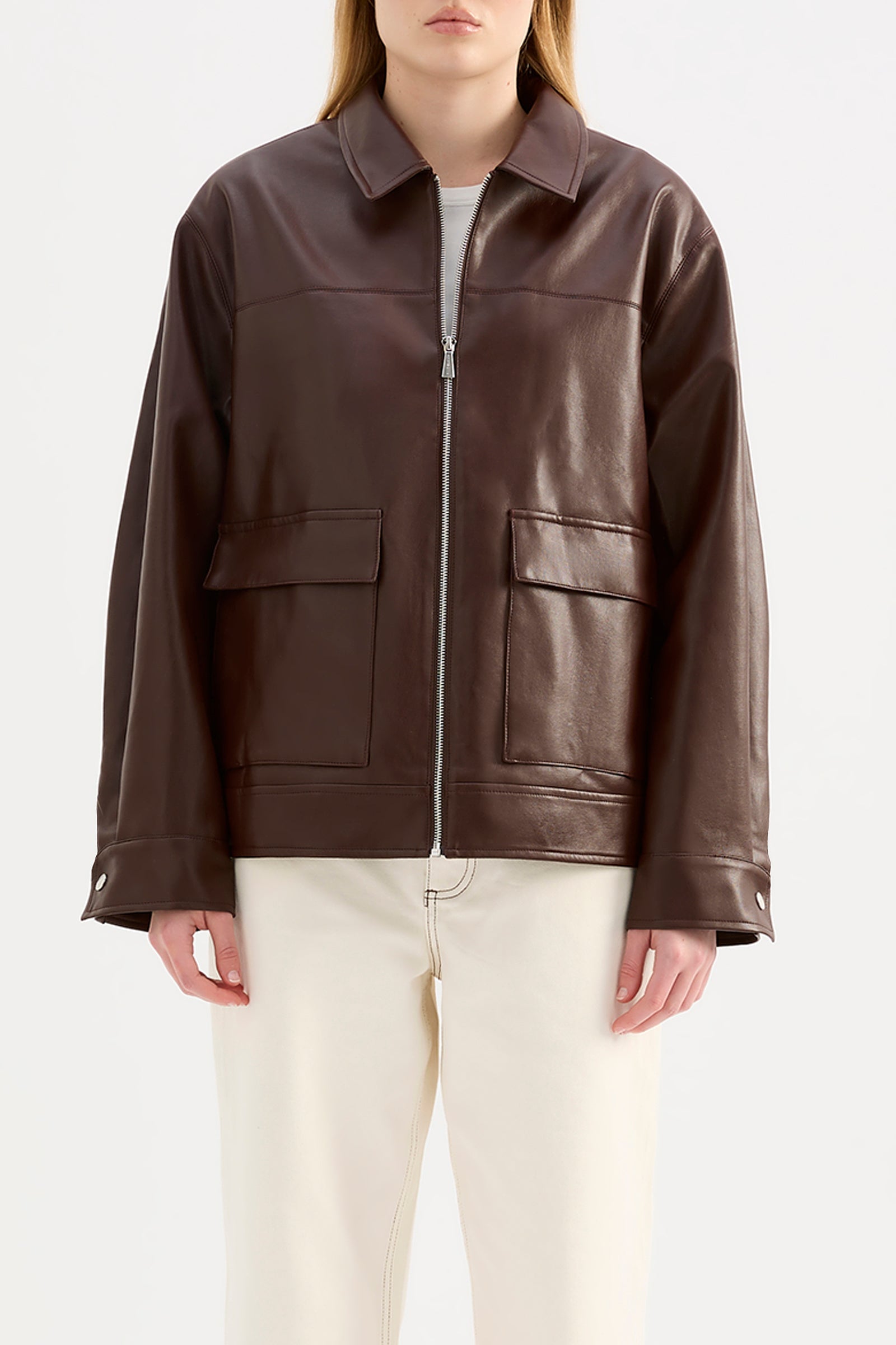 Yaz Faux Leather Jacket Raisin 