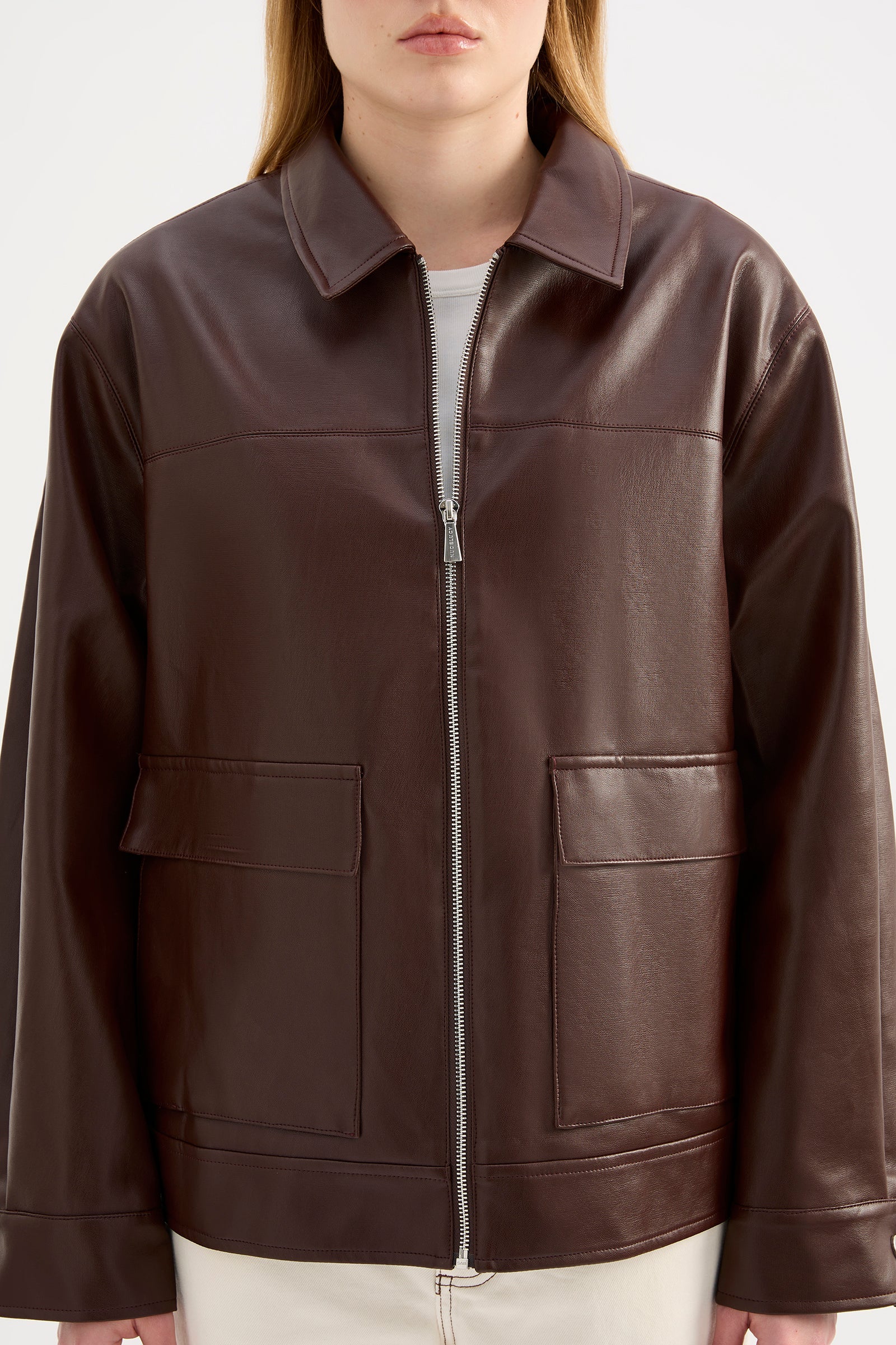Yaz Faux Leather Jacket Raisin 