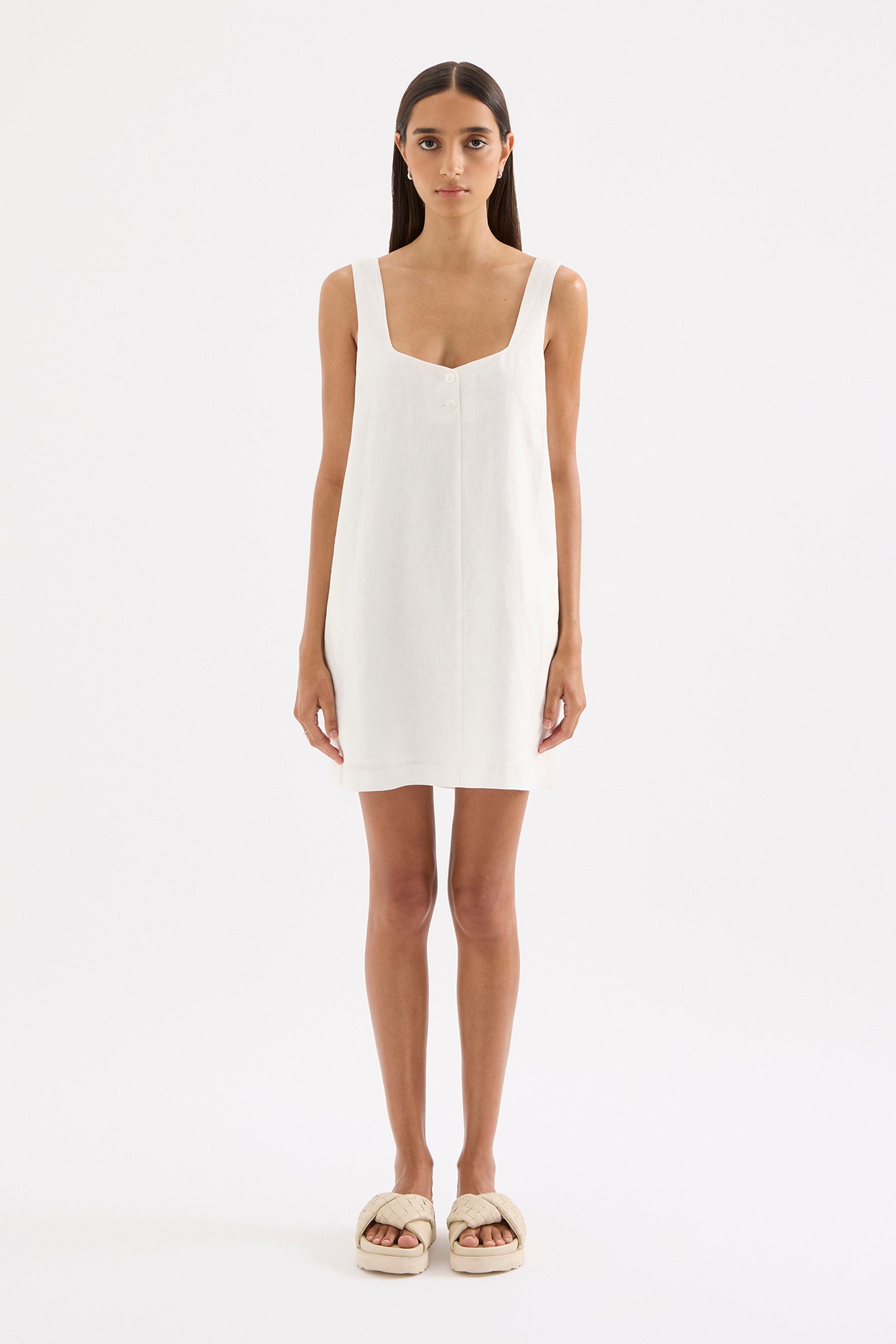 Zephyr Linen Mini Dress White 