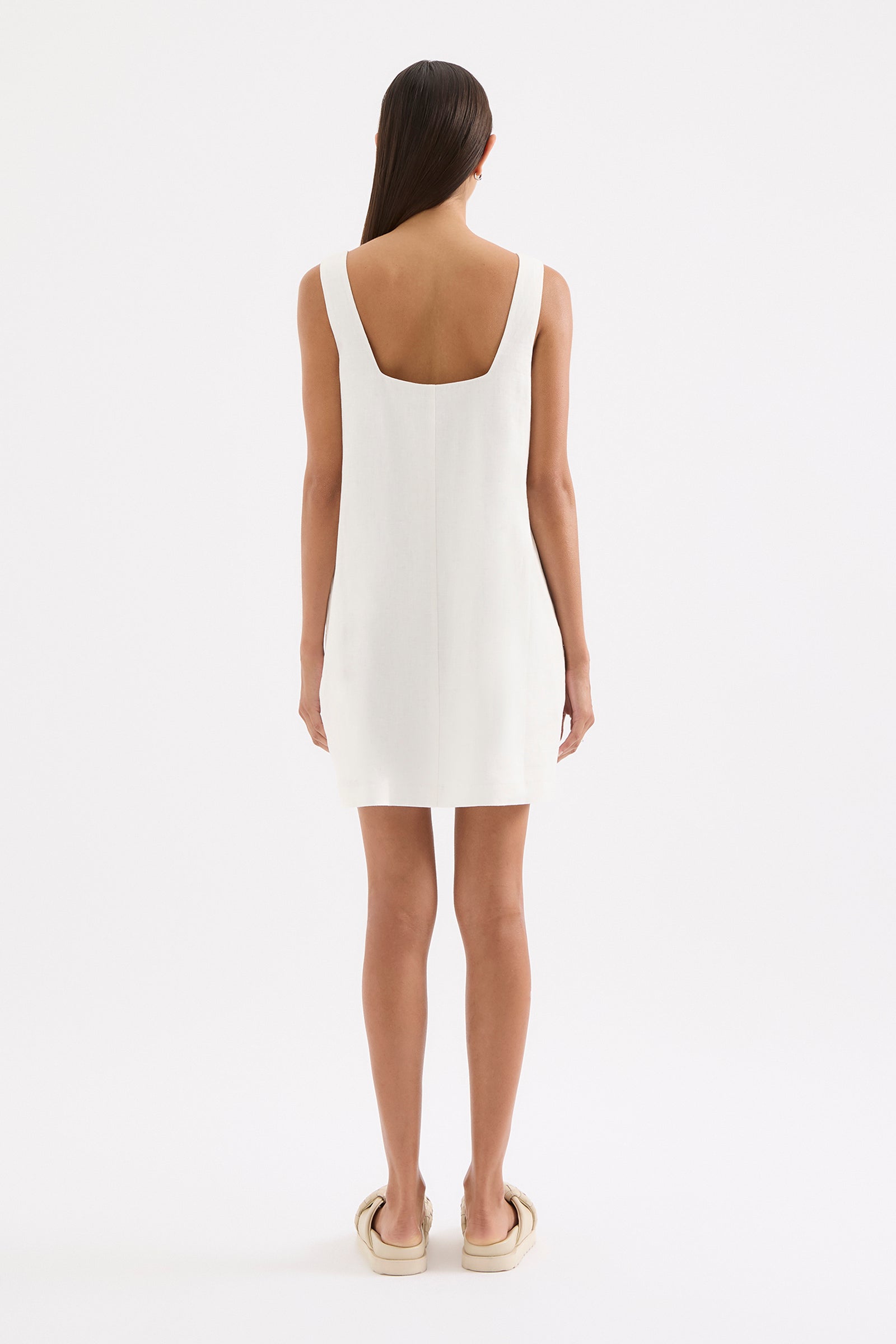 Zephyr Linen Mini Dress White 