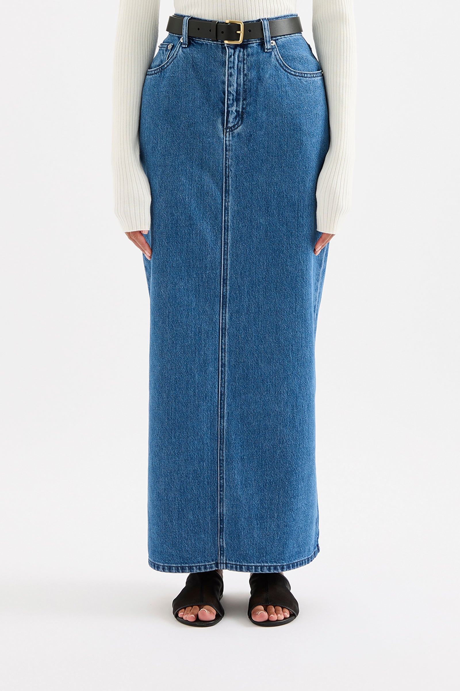 Organic Denim Maxi Skirt Fresh Blue 
