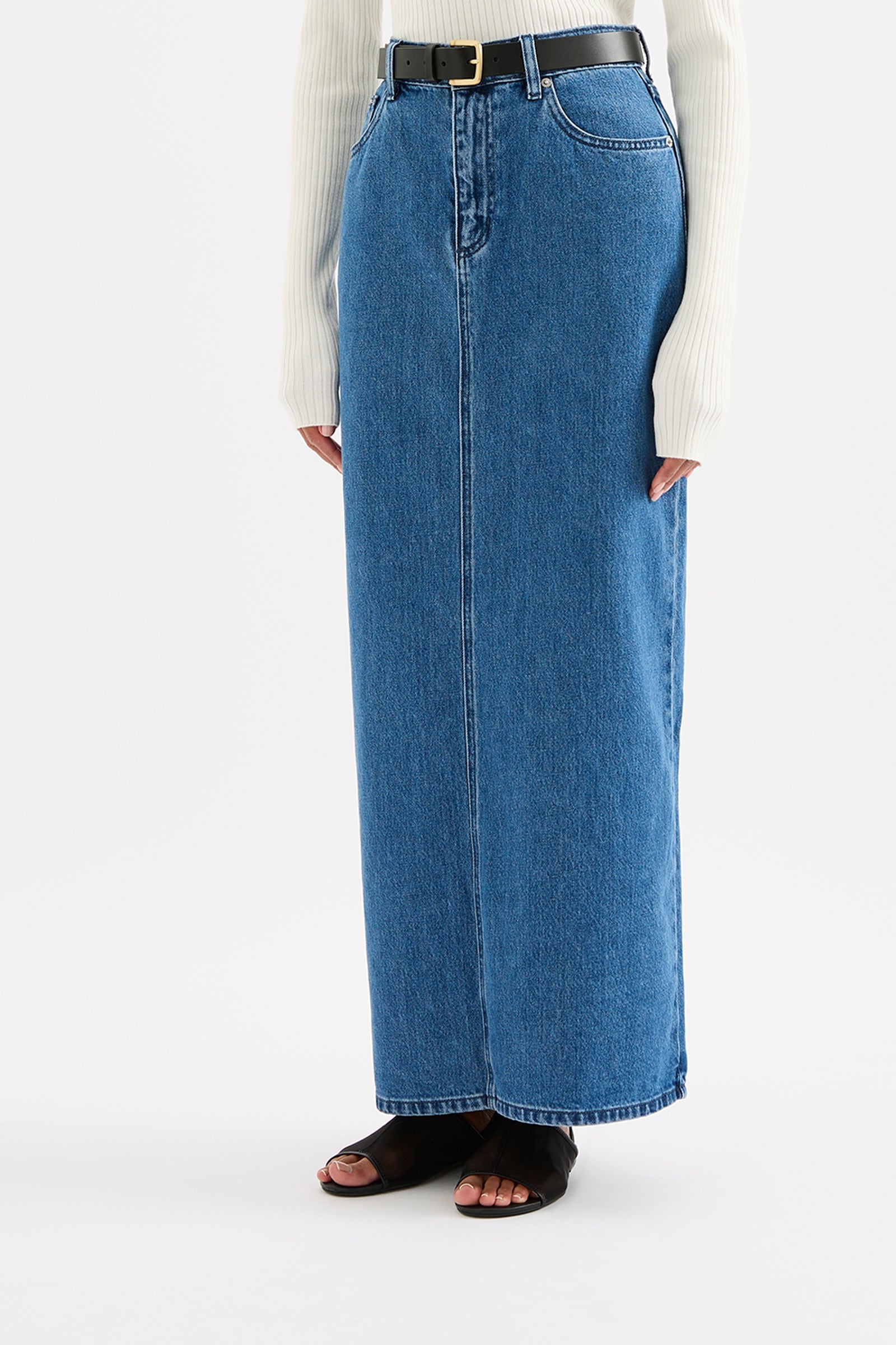 Organic Denim Maxi Skirt Fresh Blue 