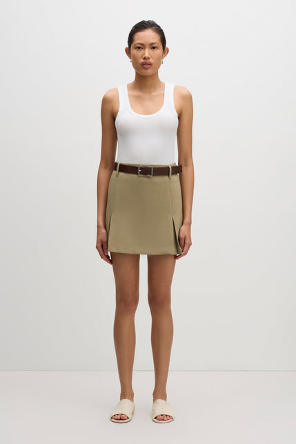Audrey Tailored Mini Skirt Moss 