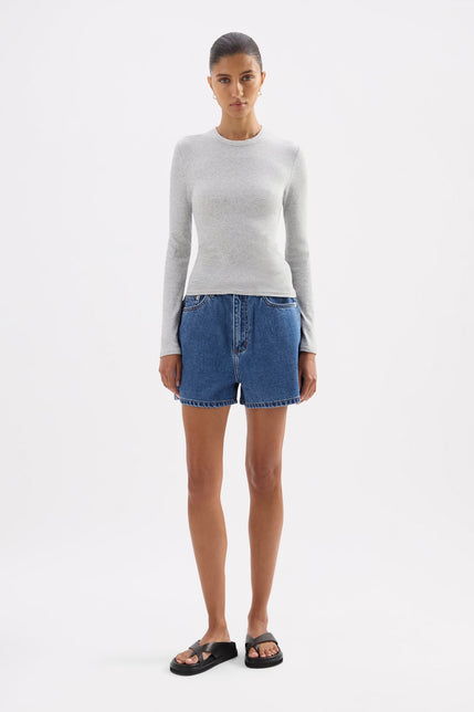 Organic Rib Ls Tee Grey Marle 